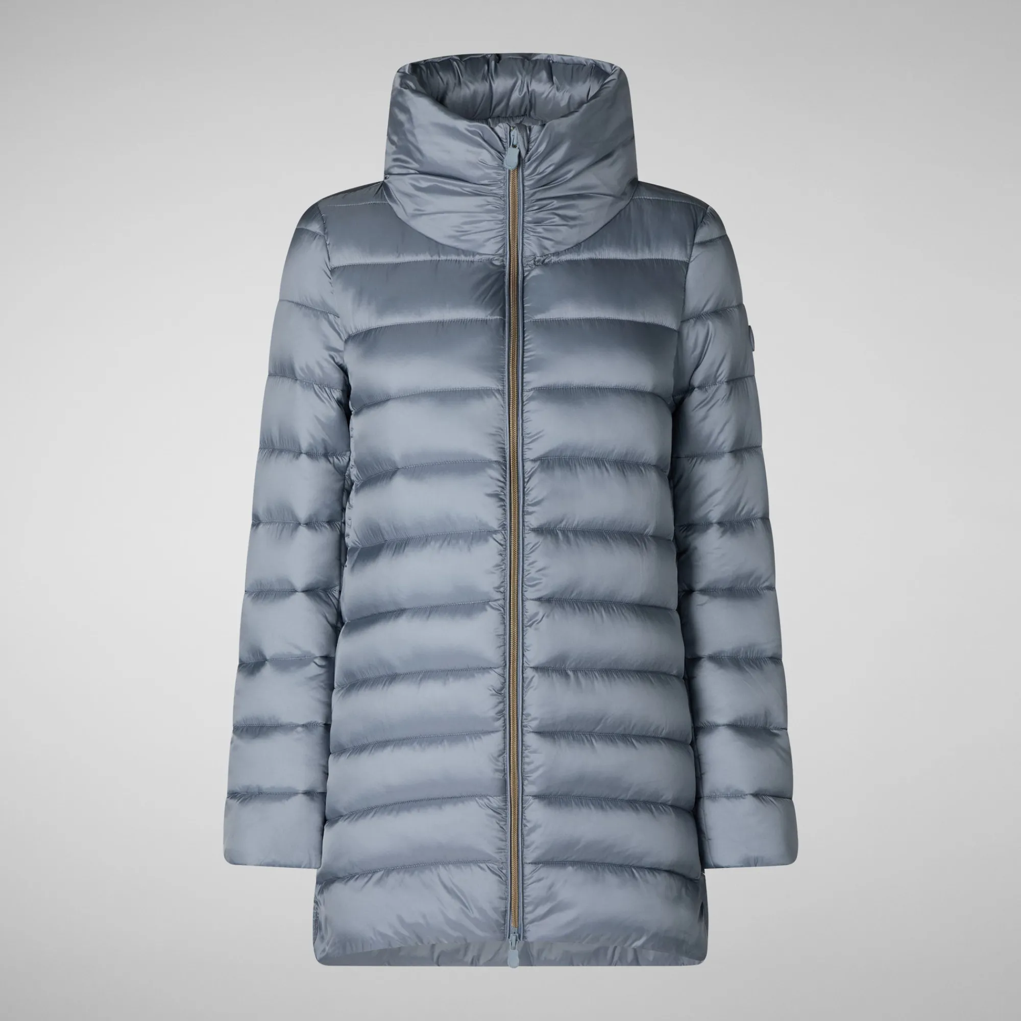 Fashion Save The Duck Women's Hooded Animal free Puffer Coat Lydia in blue fog BlueBlack