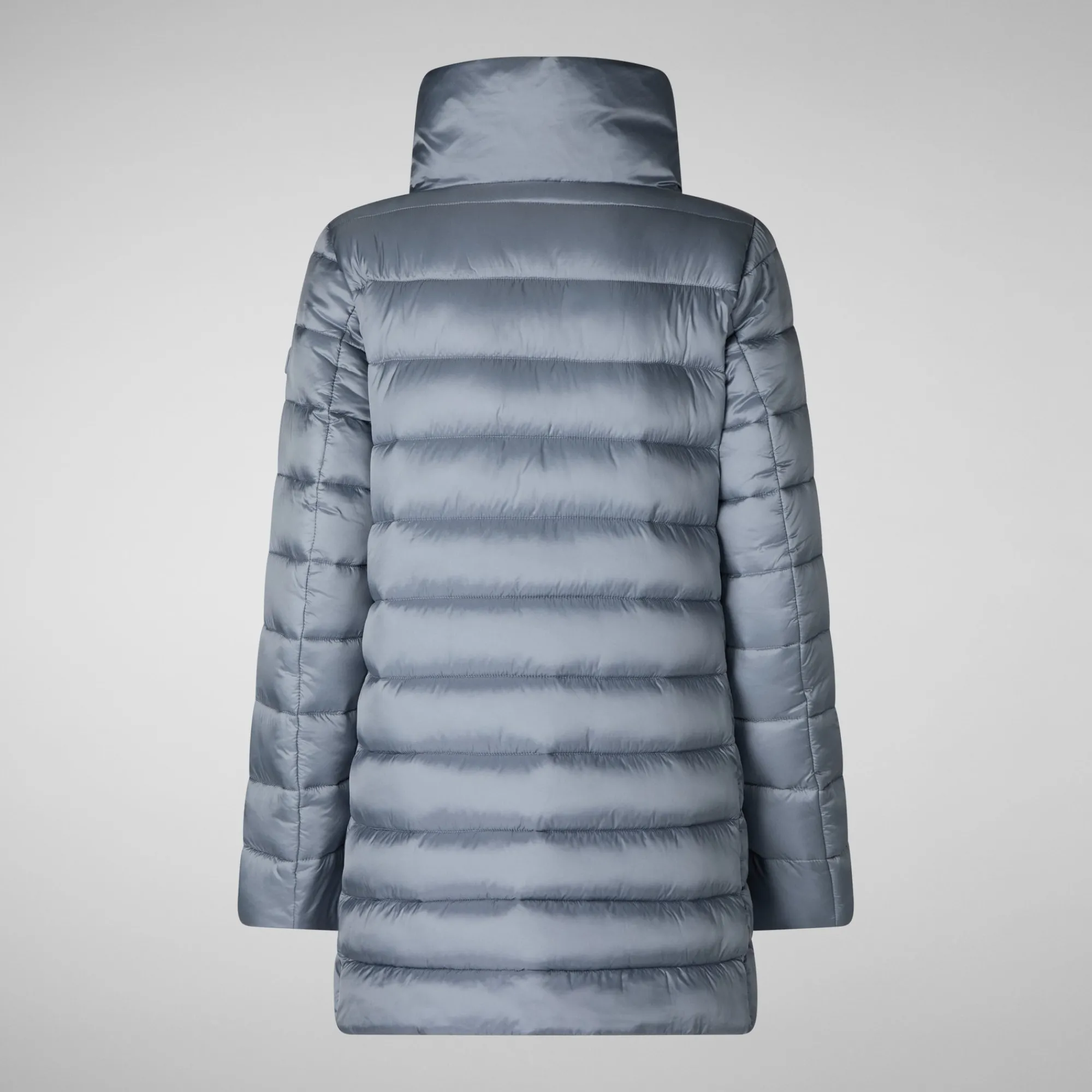Fashion Save The Duck Women's Hooded Animal free Puffer Coat Lydia in blue fog BlueBlack