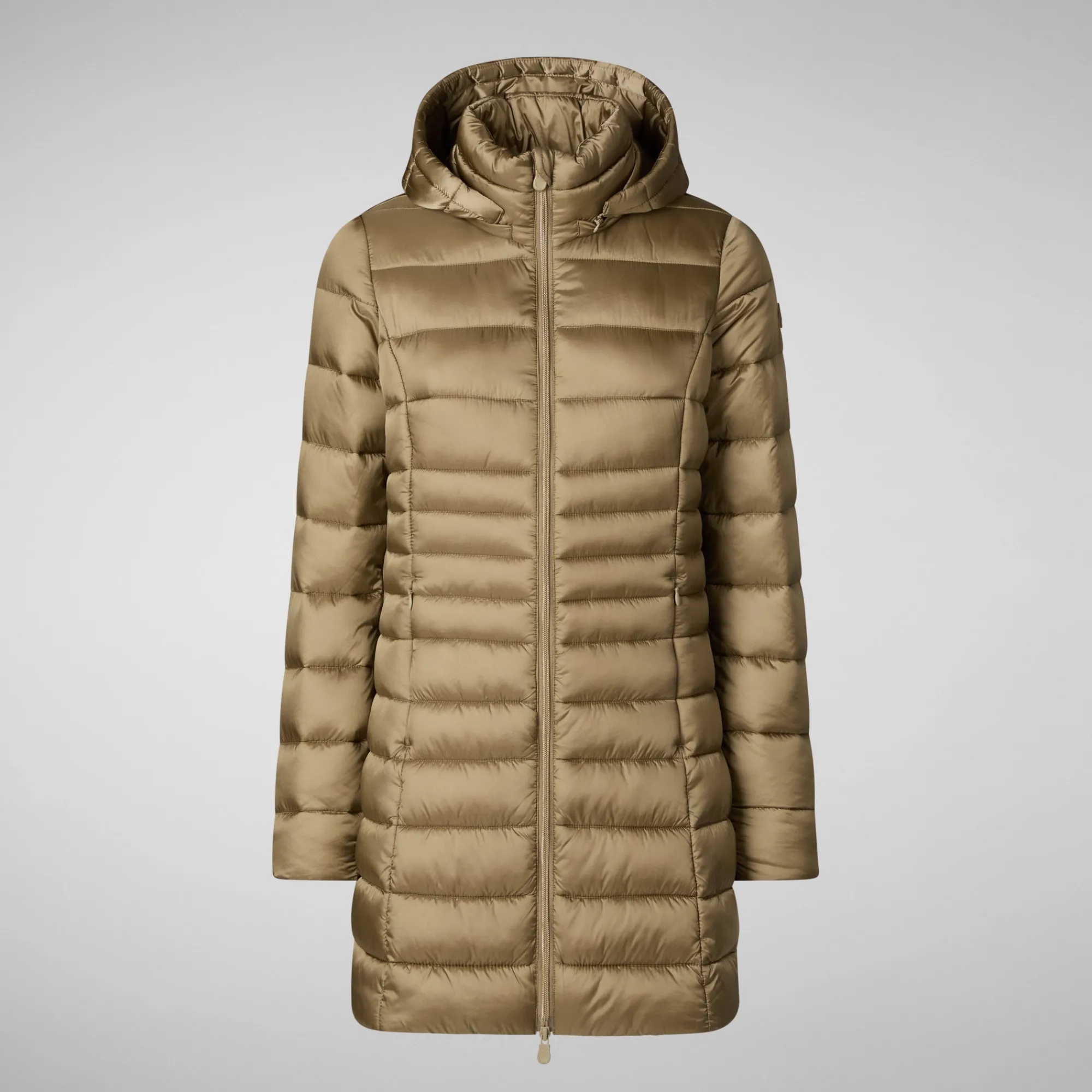 Best Save The Duck Women's Hooded Animal free Puffer Coat Reese in Husk Green HuskGreen