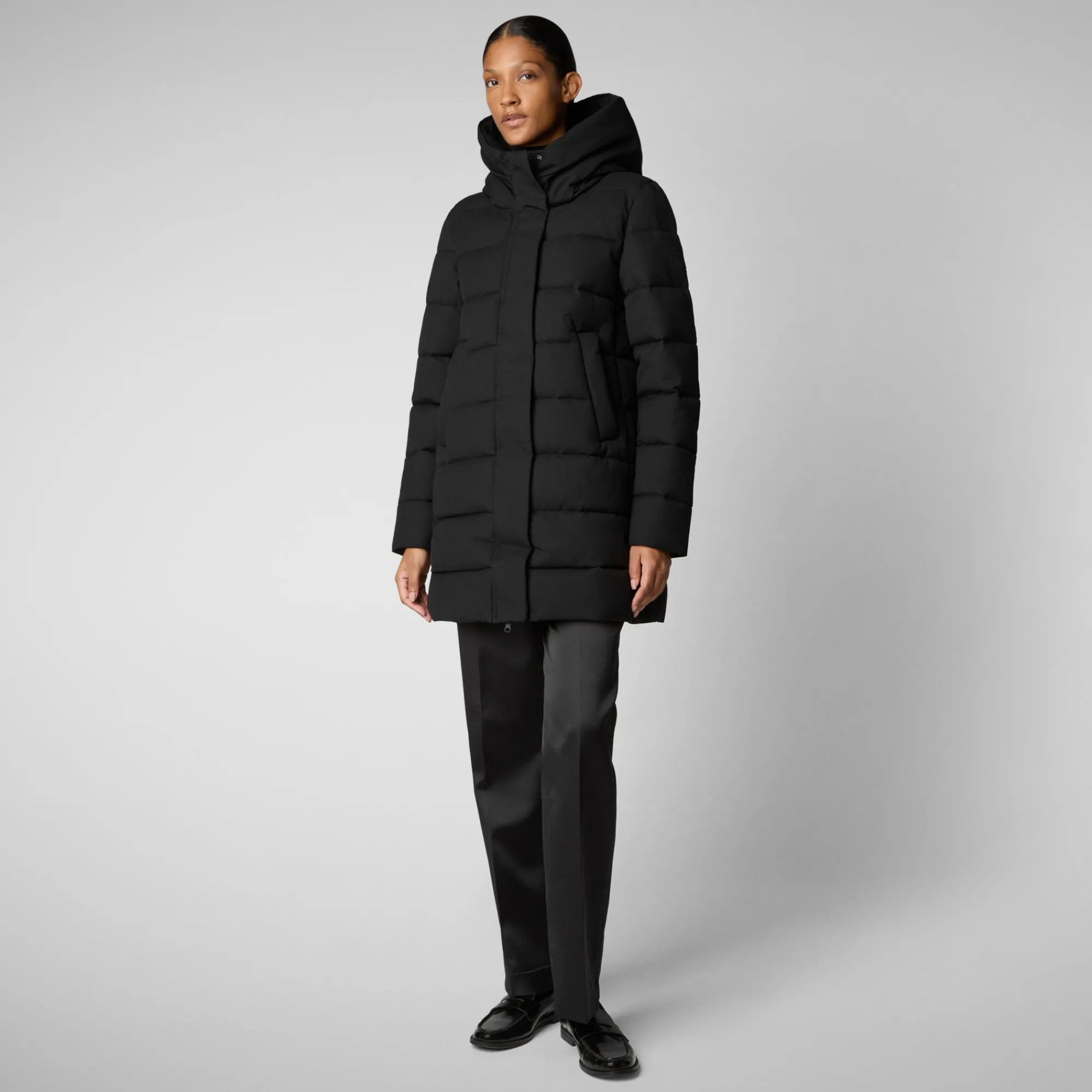 Shop Save The Duck Women's Hooded Animal free Puffer Coat Tatiana in Black