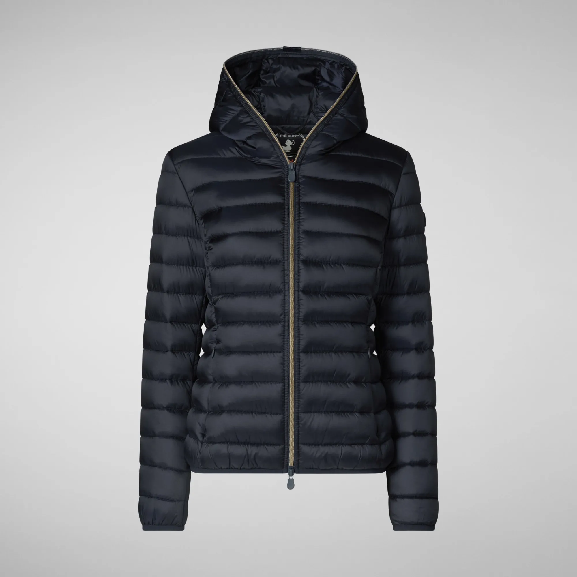 New Save The Duck Women's Hooded Animal free Puffer Jacket Alexis in  Blue Black BlueBlack