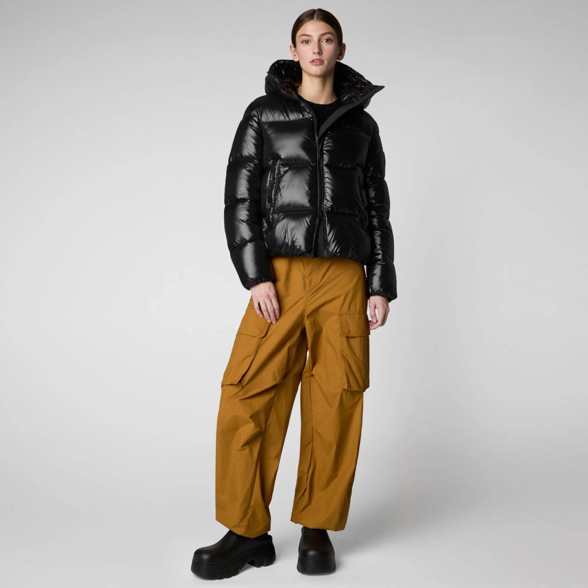Sale Save The Duck Women's Hooded Animal free Puffer Jacket Biddy in Black