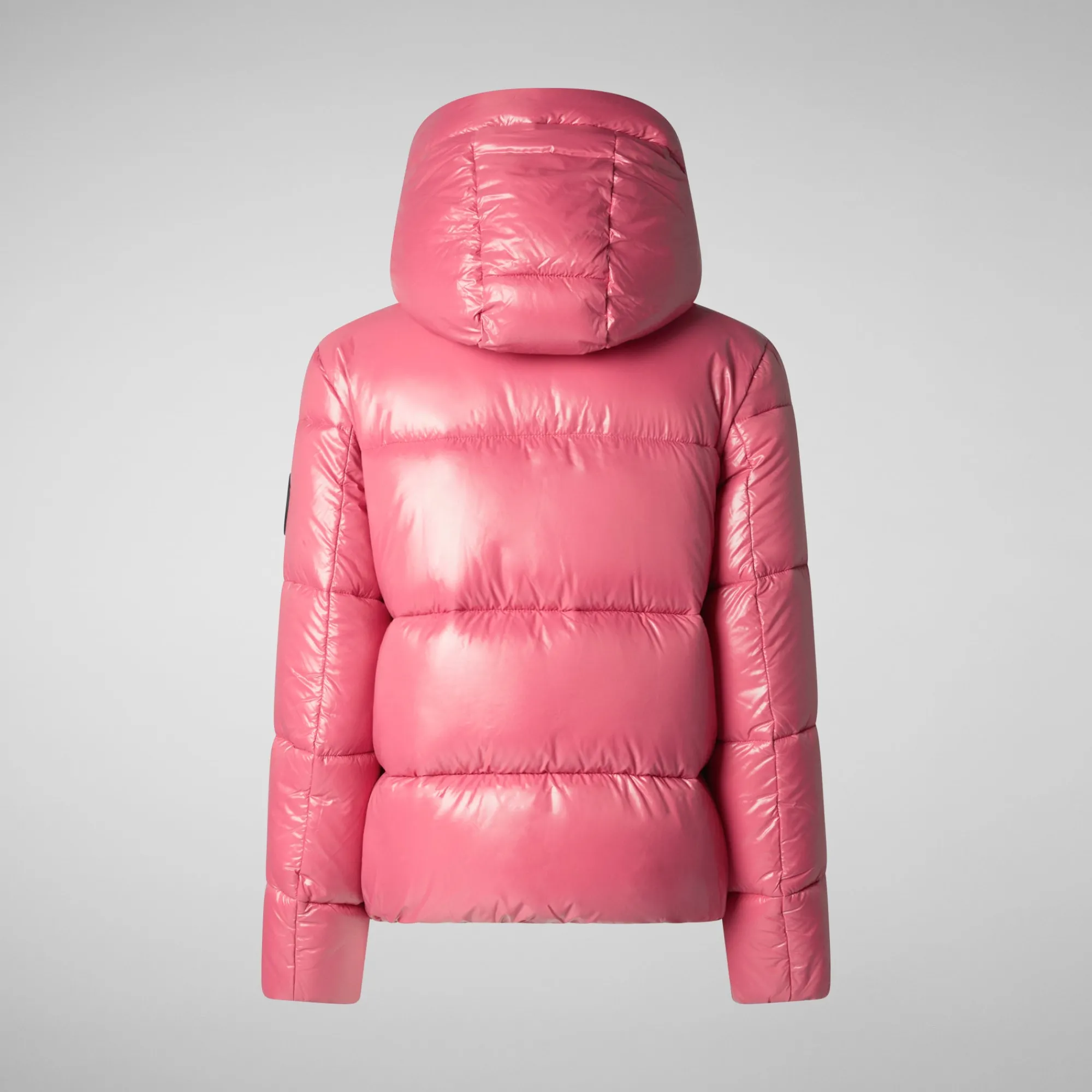 Fashion Save The Duck Women's Hooded Animal free Puffer Jacket Biddy in Bloom Pink BloomPink