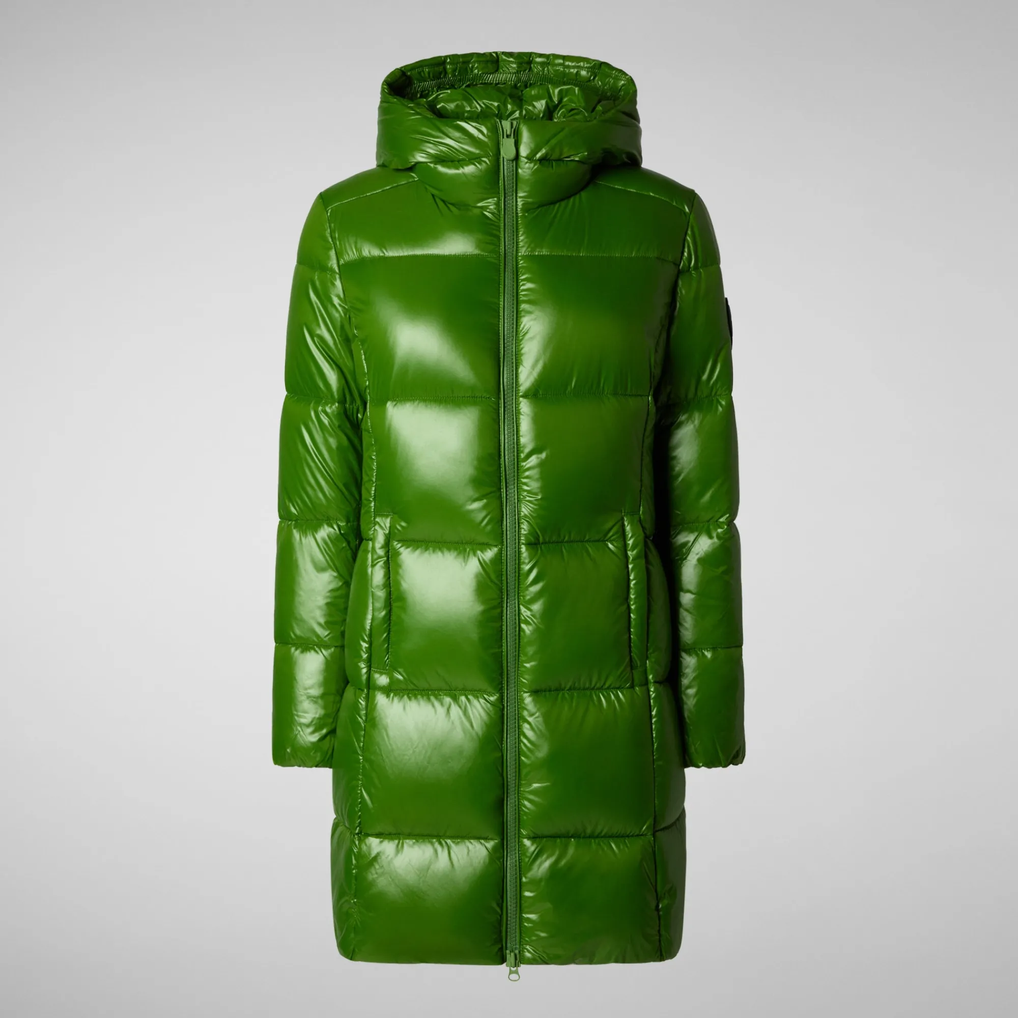 Online Save The Duck Women's Hooded Animal free Puffer Jacket Ines in Grass Green GrassGreen