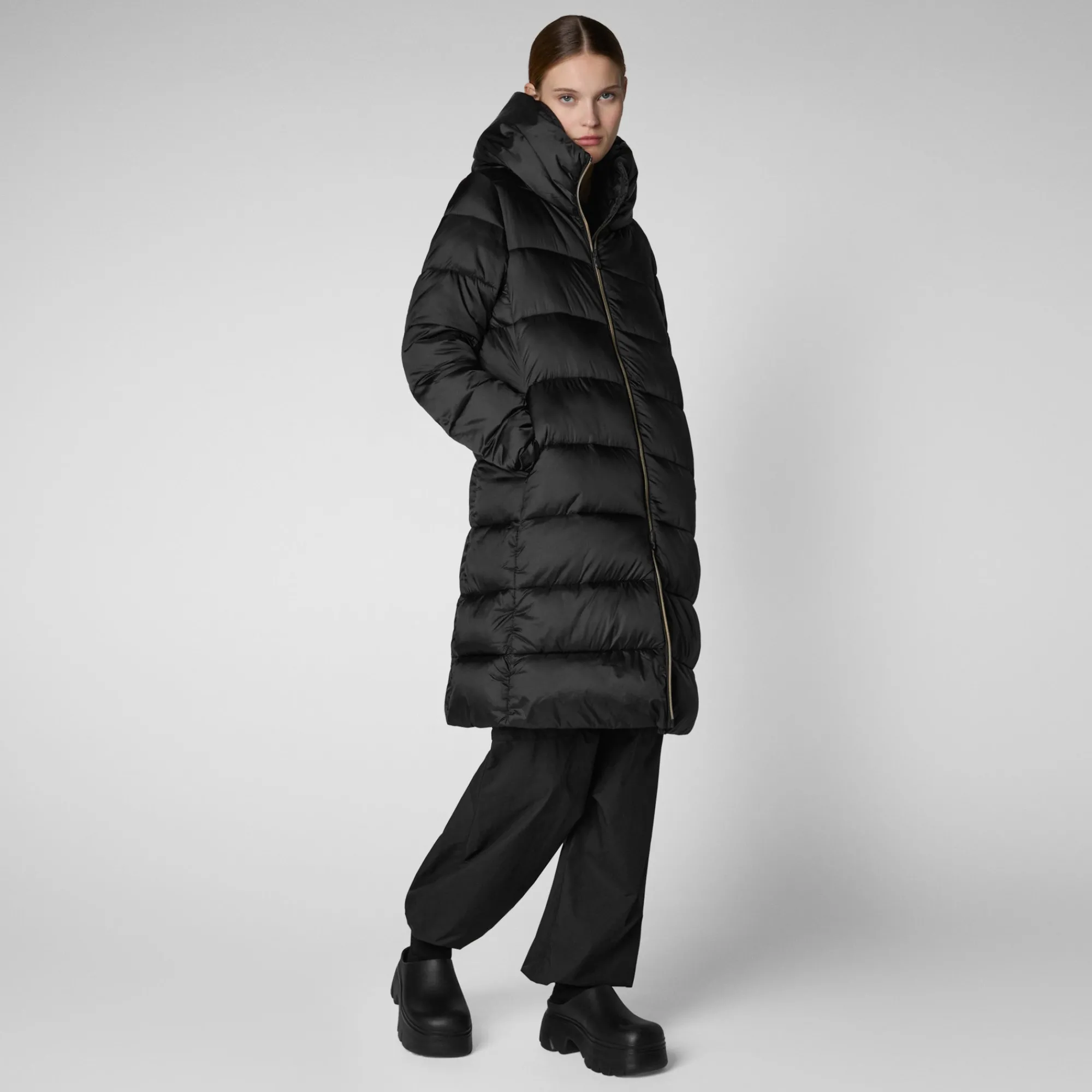 Shop Save The Duck Women's Hooded Animal free Puffer Lysa Coat Black