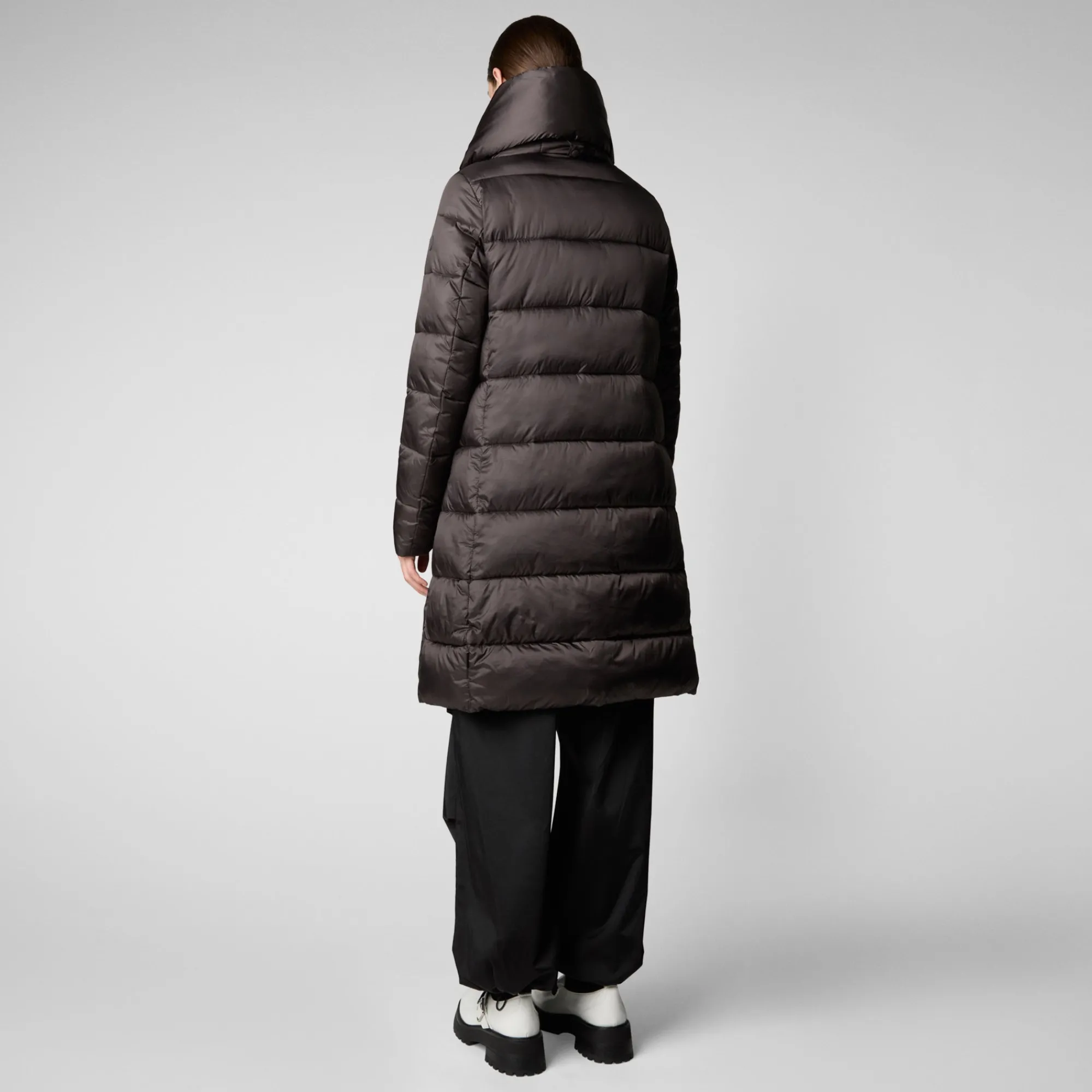 Sale Save The Duck Women's Hooded Animal free Puffer Lysa Coat Brown Black BrownBlack