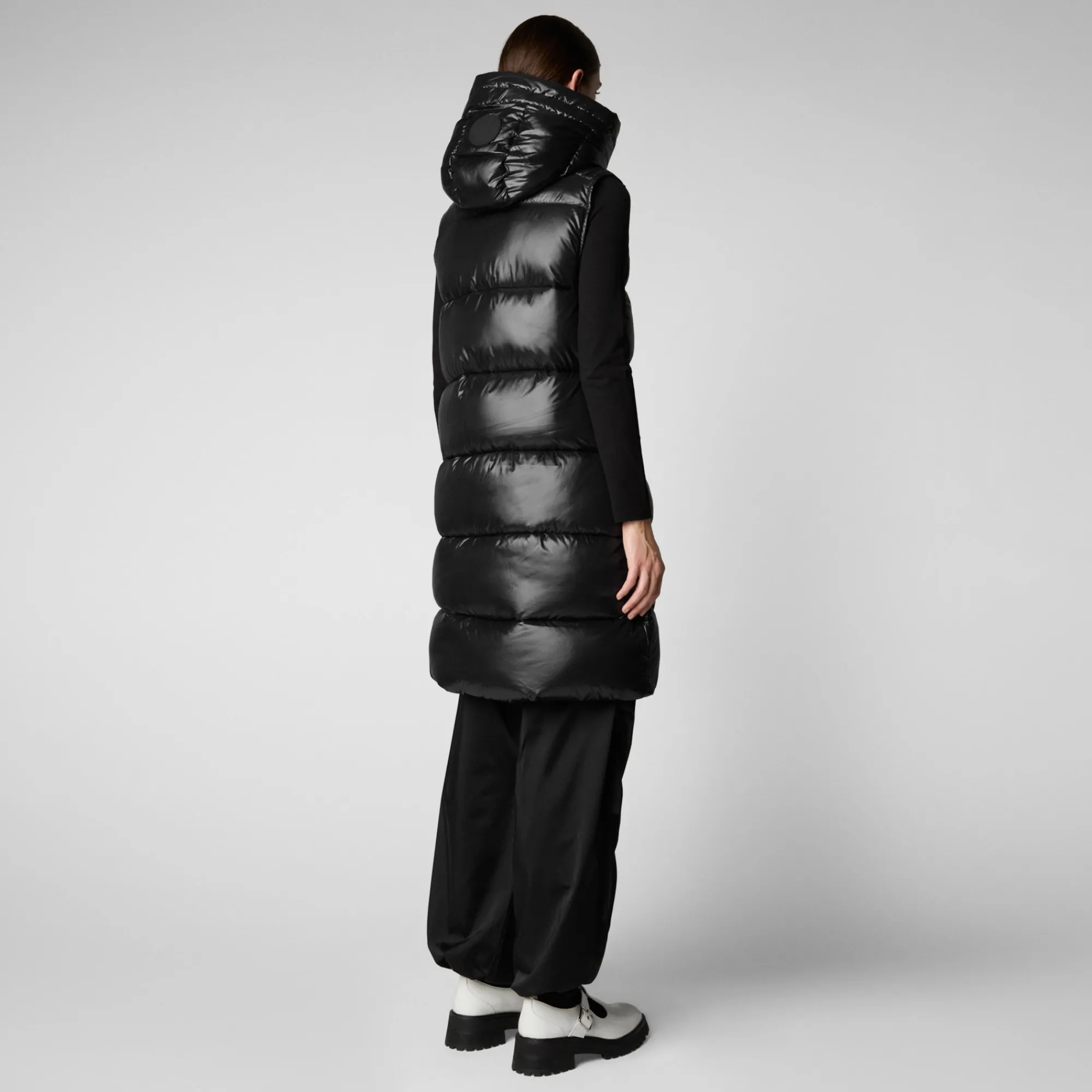 Best Save The Duck Women's Hooded Animal free Puffer Vest Iria in Black