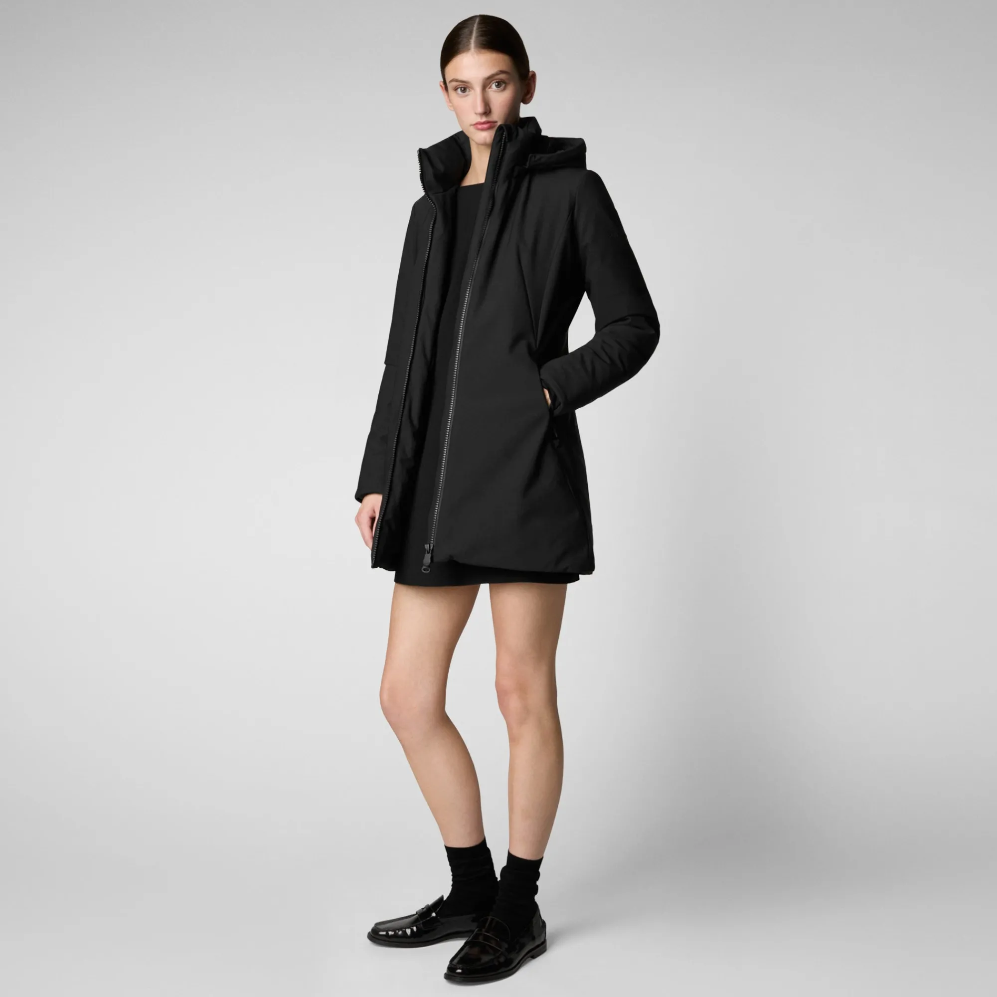 Online Save The Duck Women's Hooded Coat Lila in Black