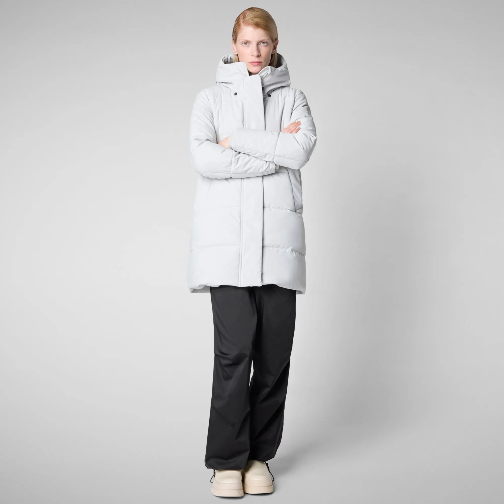 Store Save The Duck Women's Hooded Parka Bethany in Fog Grey FogGrey