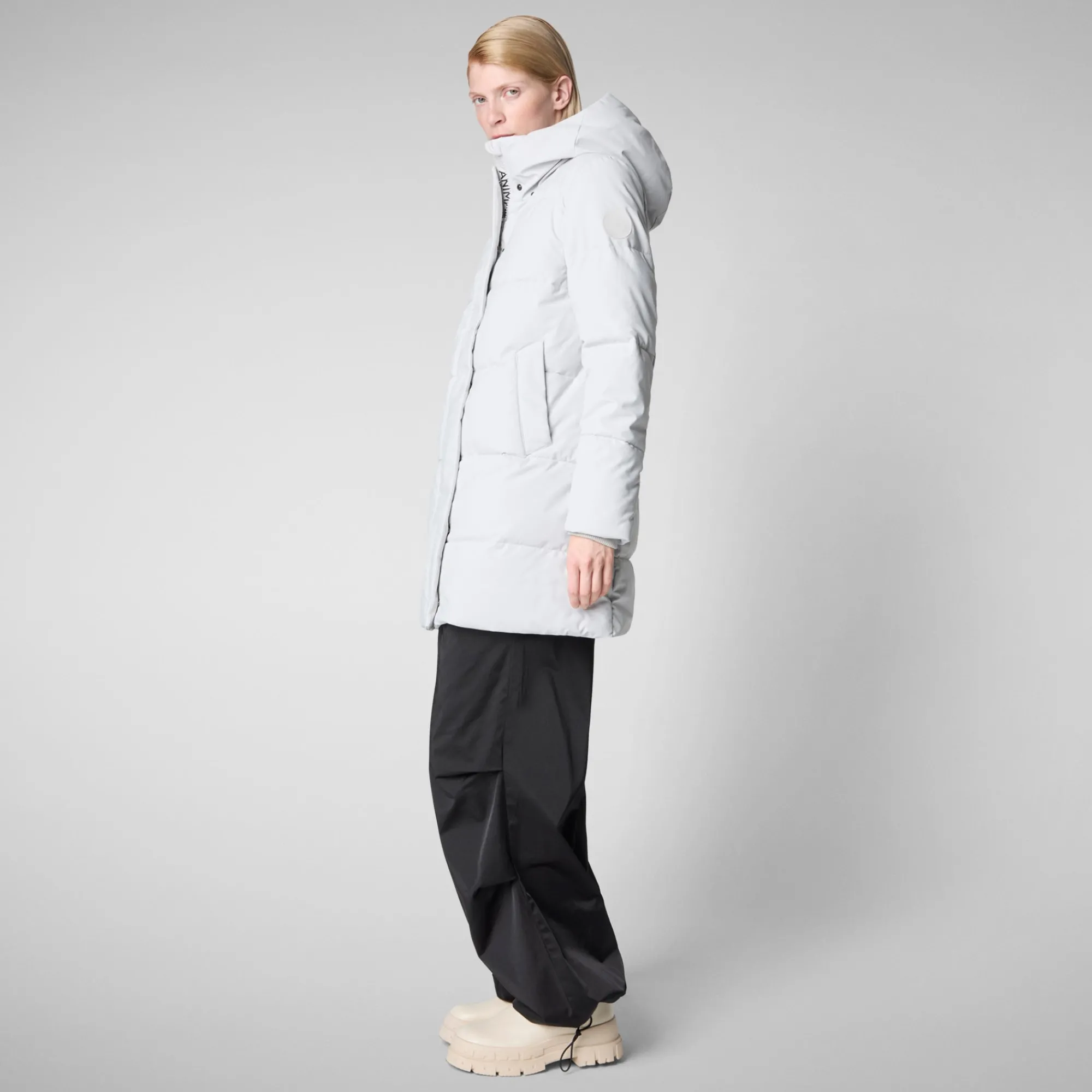 Store Save The Duck Women's Hooded Parka Bethany in Fog Grey FogGrey