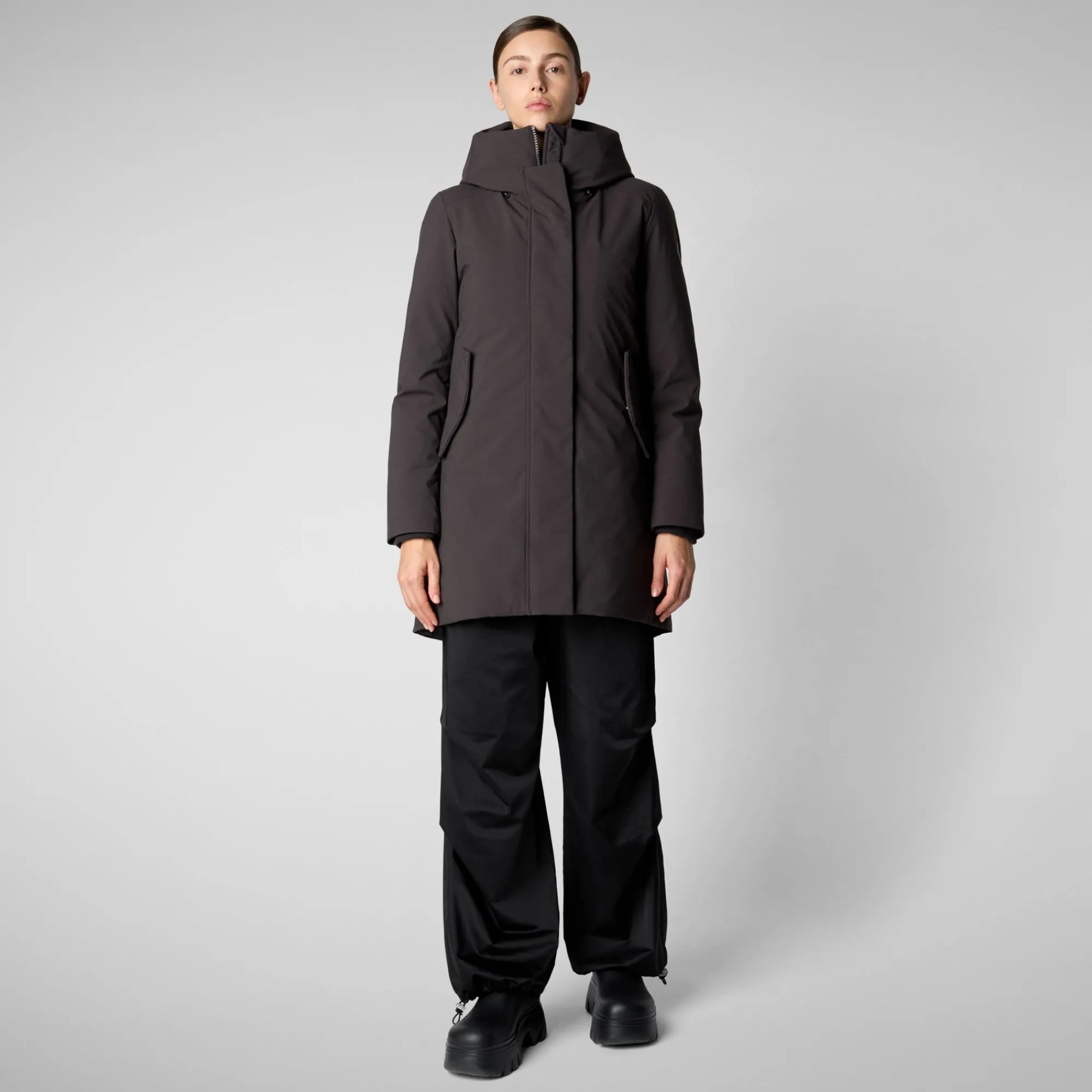 Online Save The Duck Women's hooded parka nellie in brown black Brownblack
