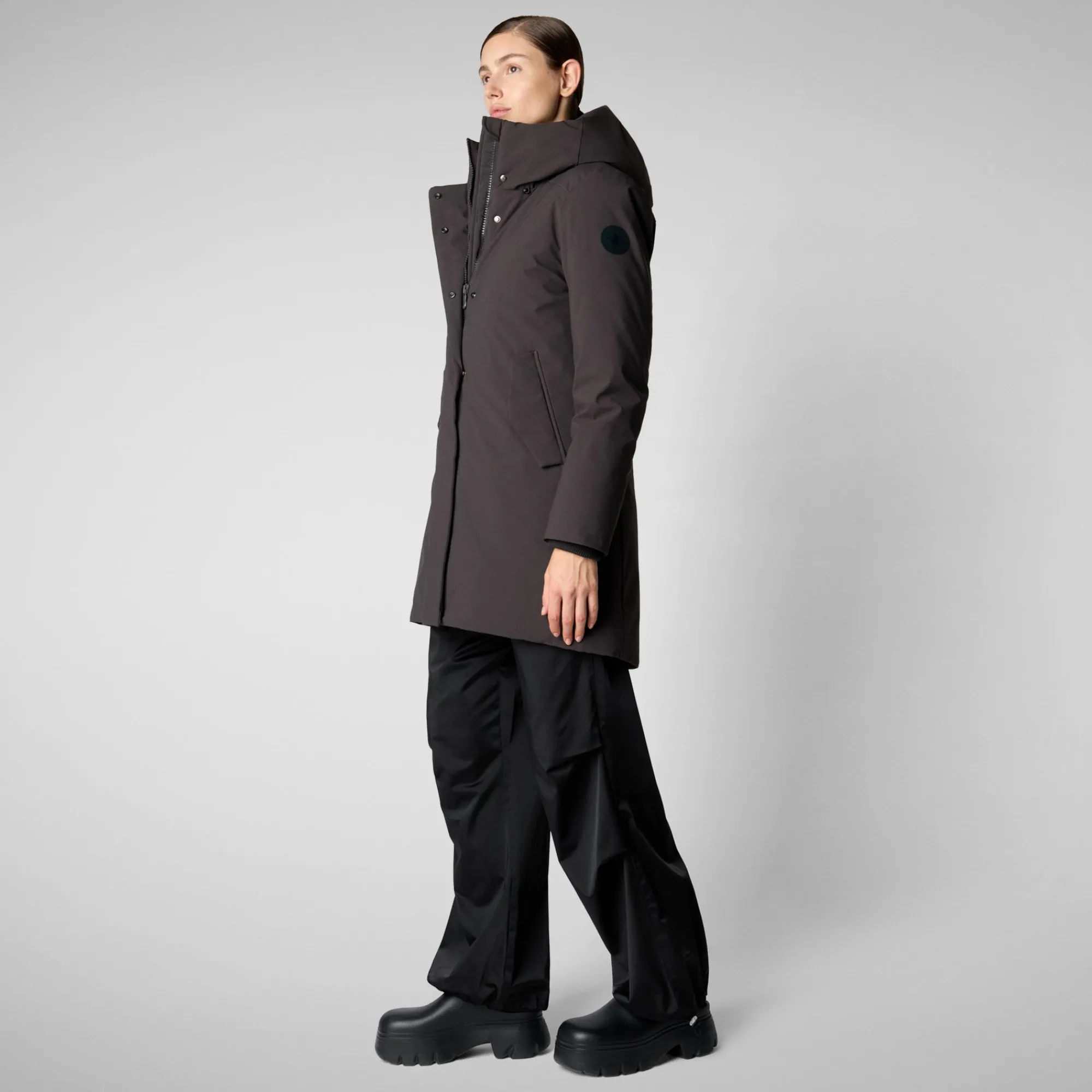 Online Save The Duck Women's hooded parka nellie in brown black Brownblack