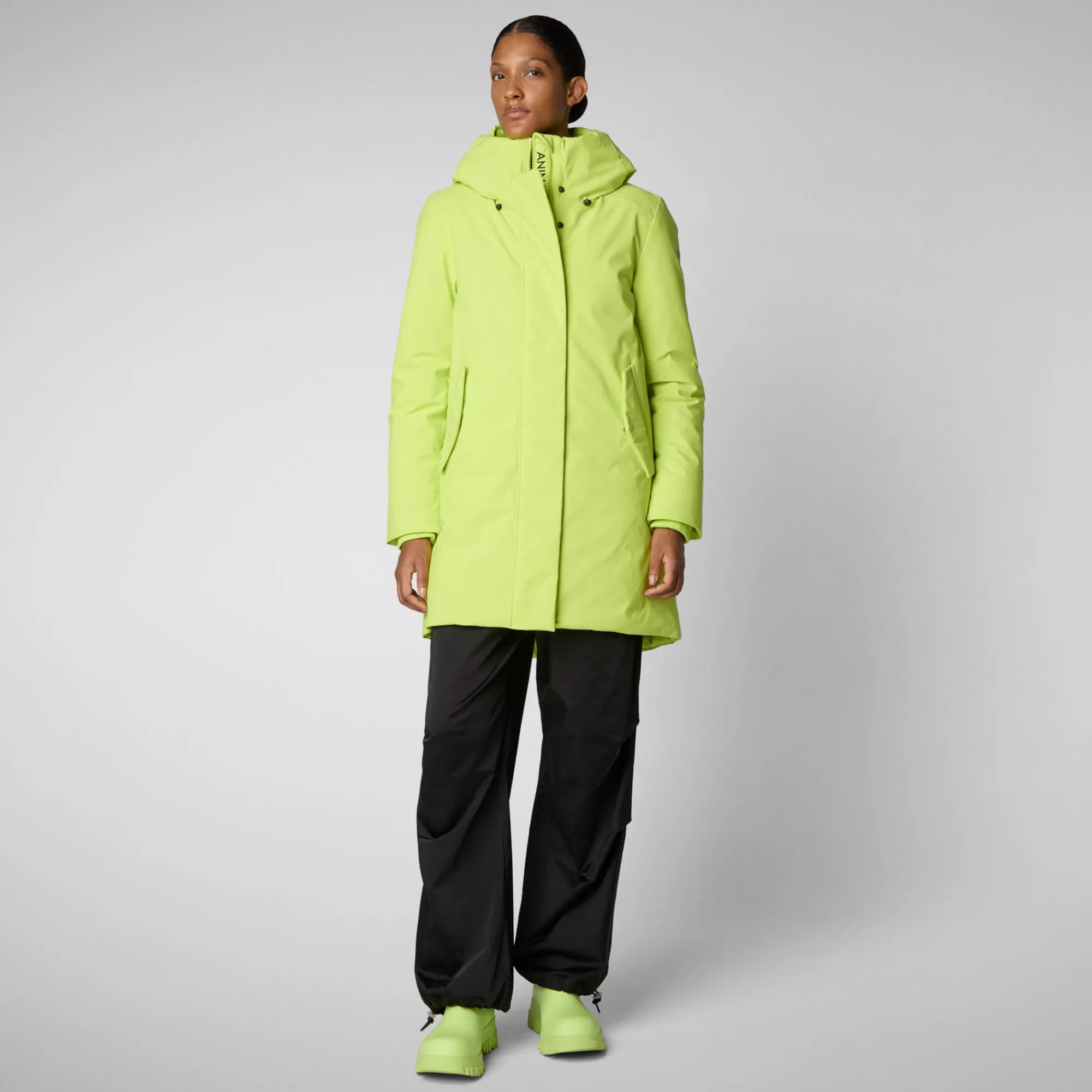 Hot Save The Duck Women's hooded parka nellie in lichen green LichenGreen