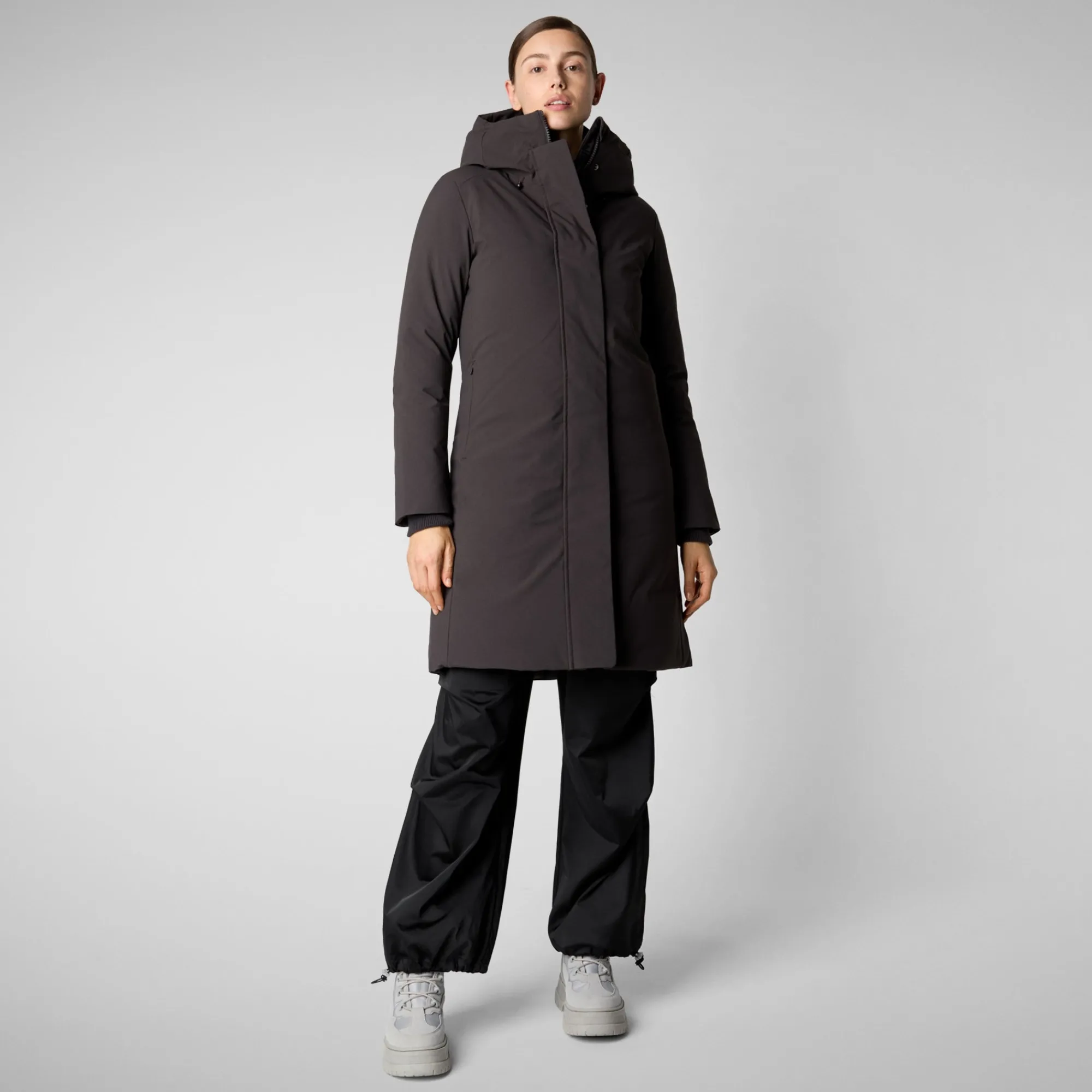 Hot Save The Duck Women's hooded parka Sienna in brown black Brownblack