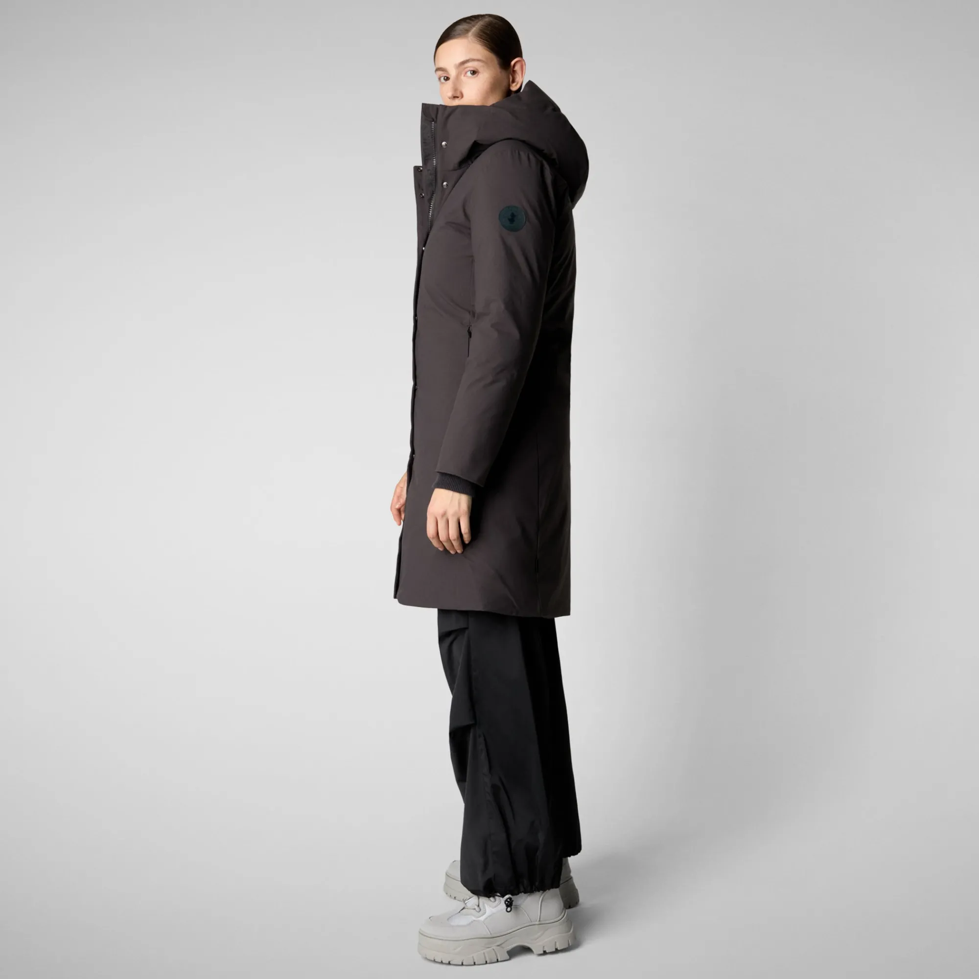 Hot Save The Duck Women's hooded parka Sienna in brown black Brownblack