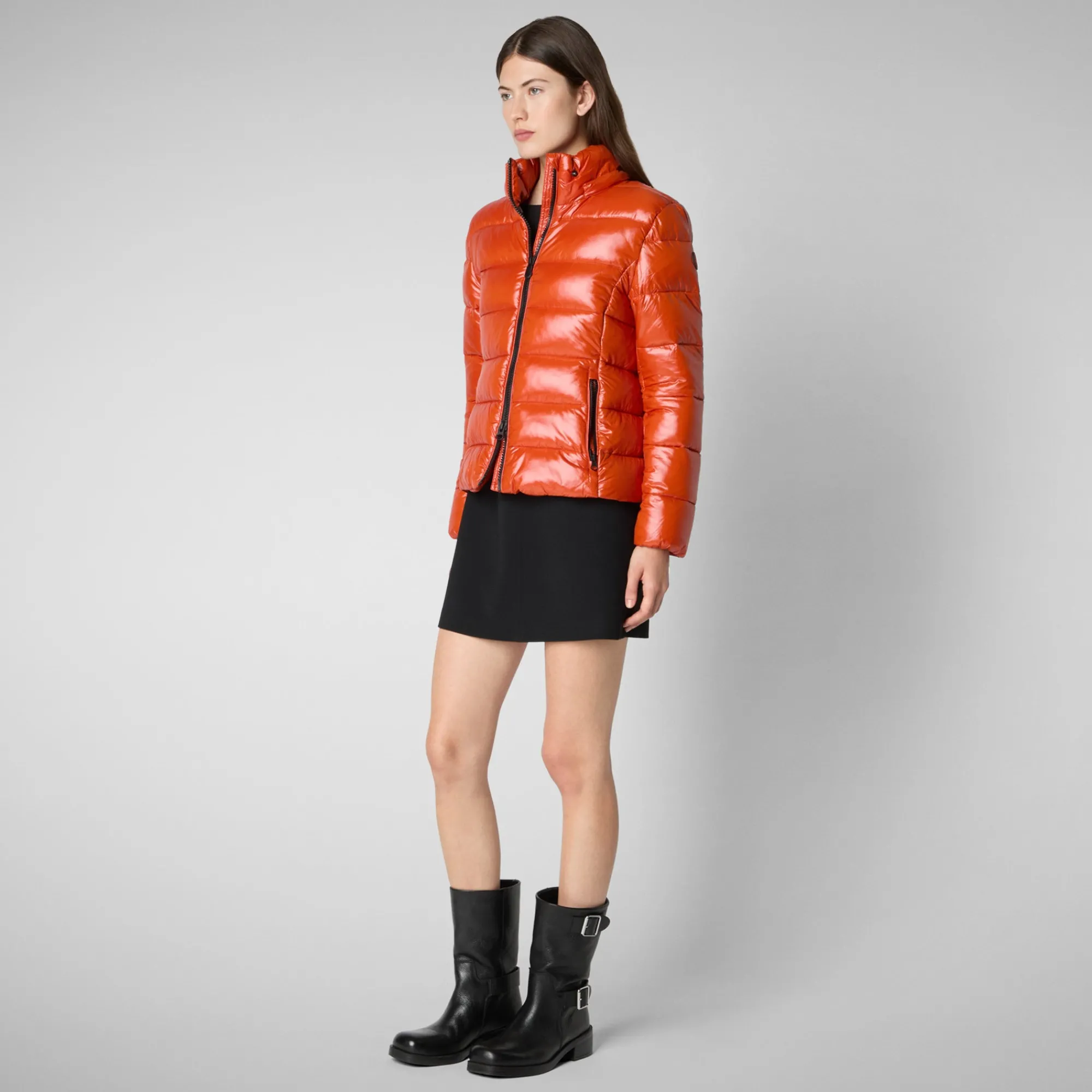 Best Sale Save The Duck Women's Hooded Puffer Jacket Cosmary in Maple Orange MapleOrange