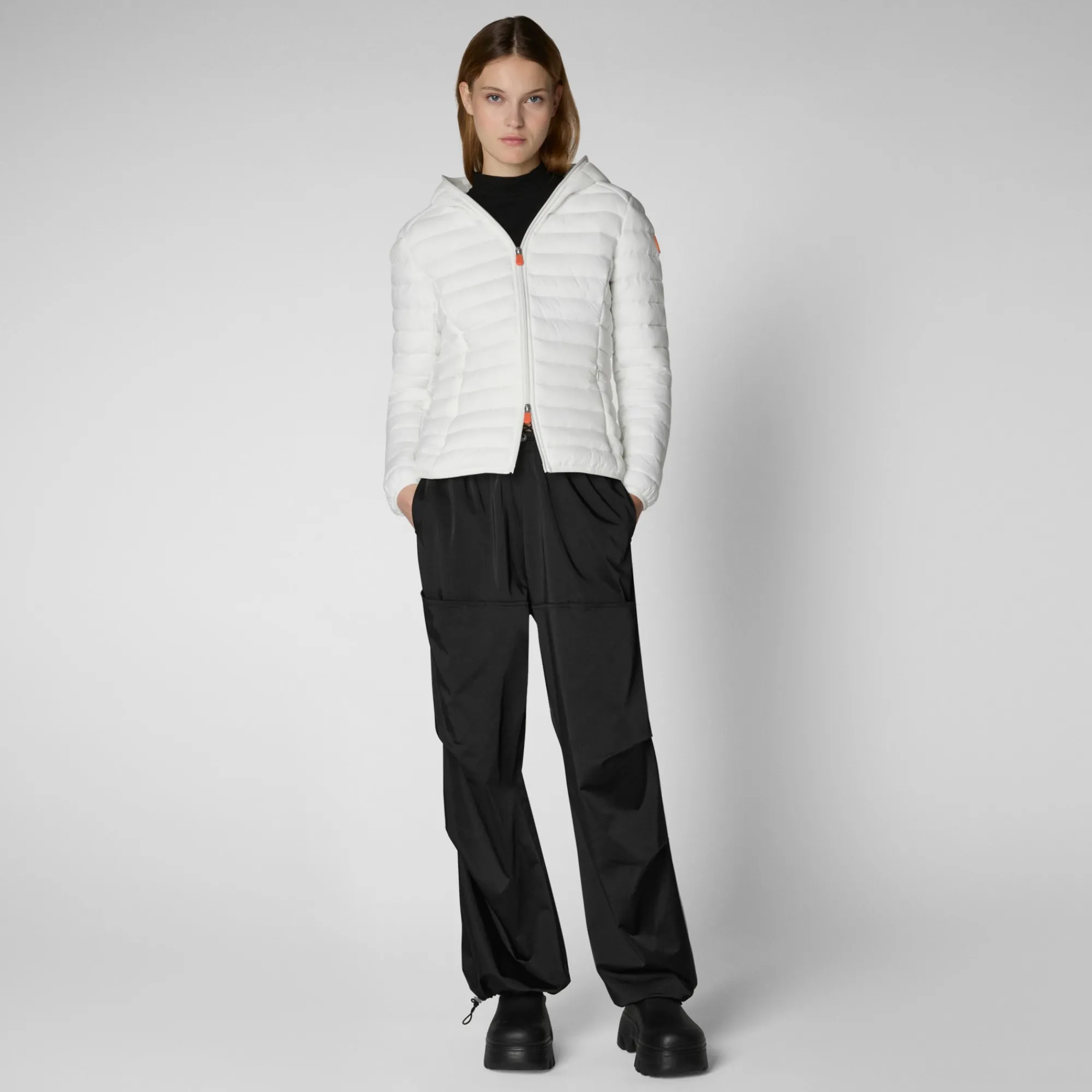 Fashion Save The Duck Women's  Hooded Puffer Jacket Daisy in Off White OffWhite