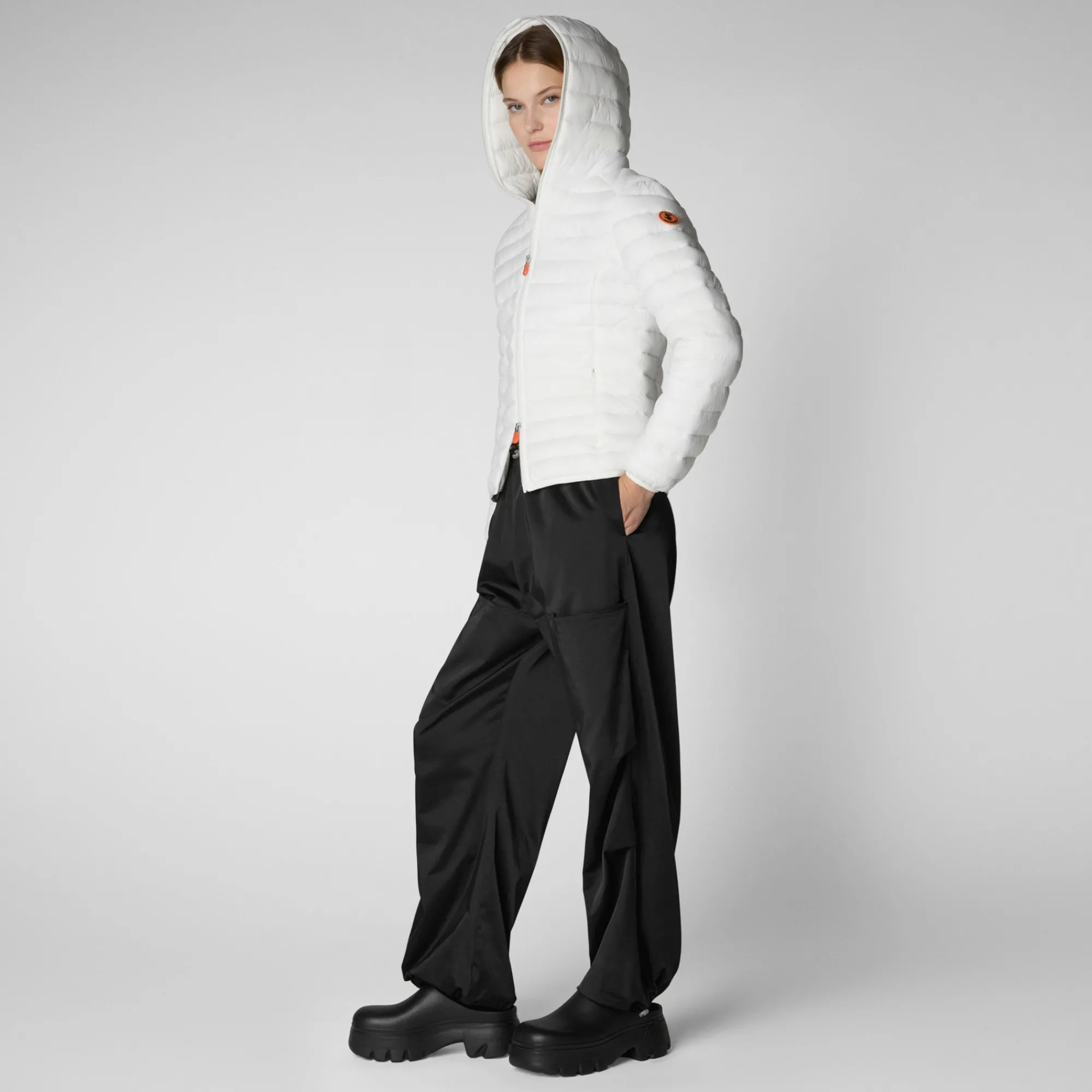 Fashion Save The Duck Women's  Hooded Puffer Jacket Daisy in Off White OffWhite