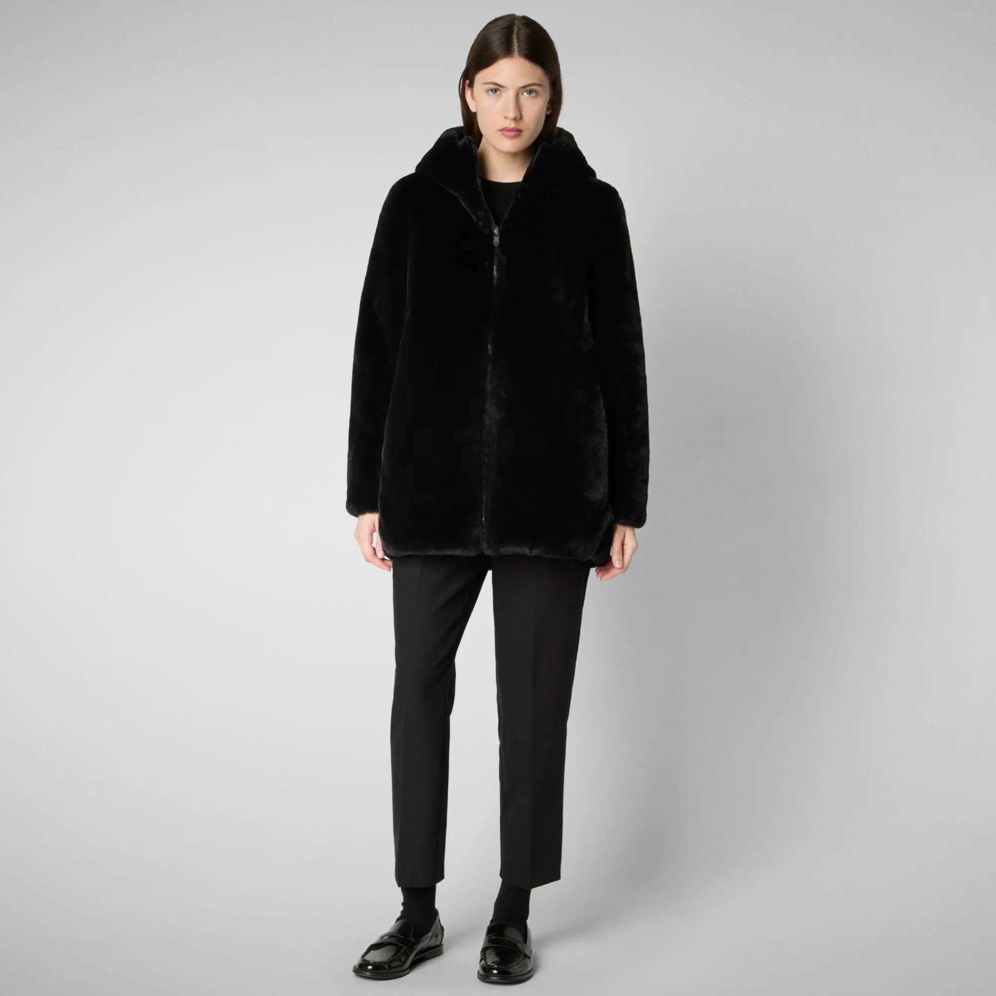 Outlet Save The Duck Women's Hooded Reversible Jacket Bridget in Black