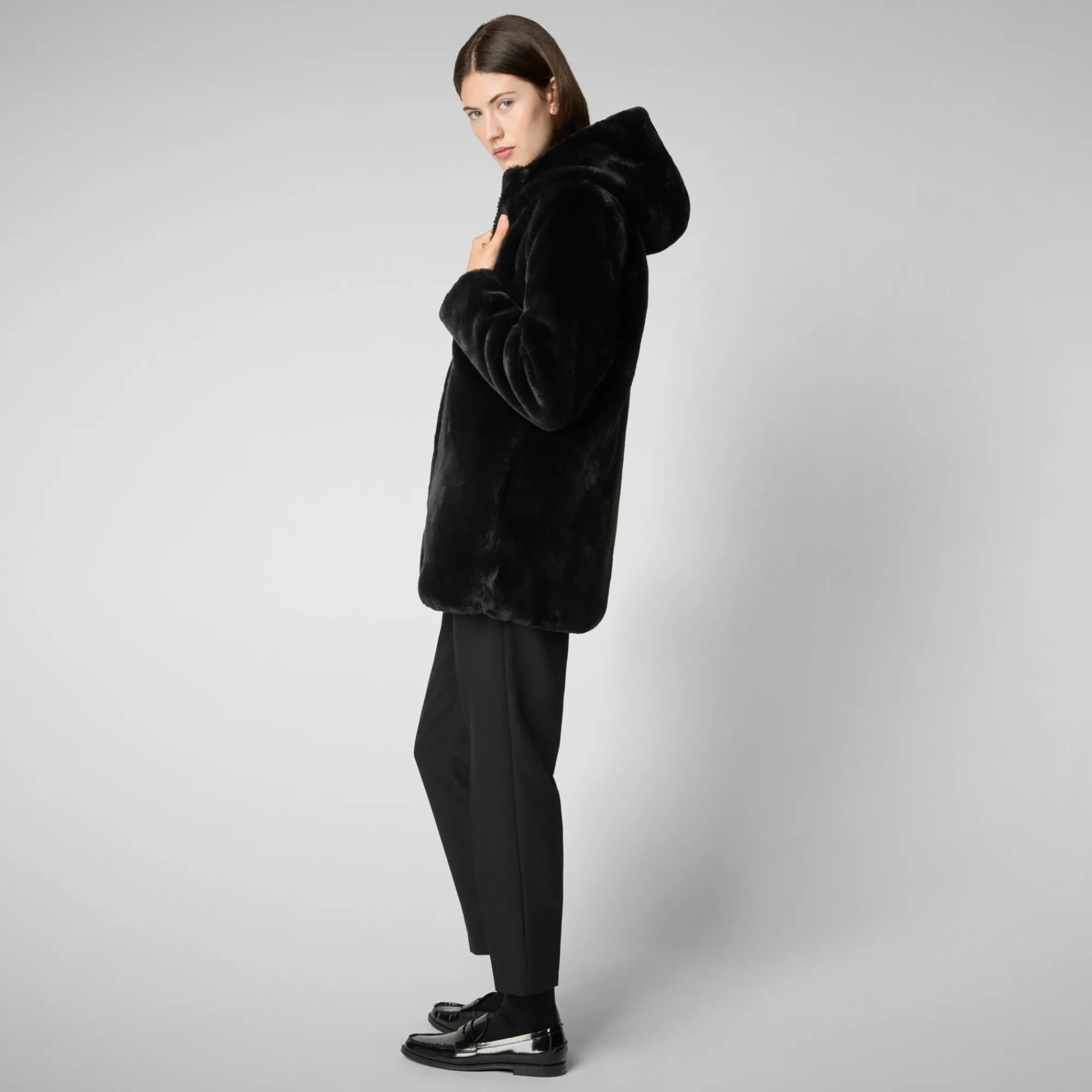Outlet Save The Duck Women's Hooded Reversible Jacket Bridget in Black
