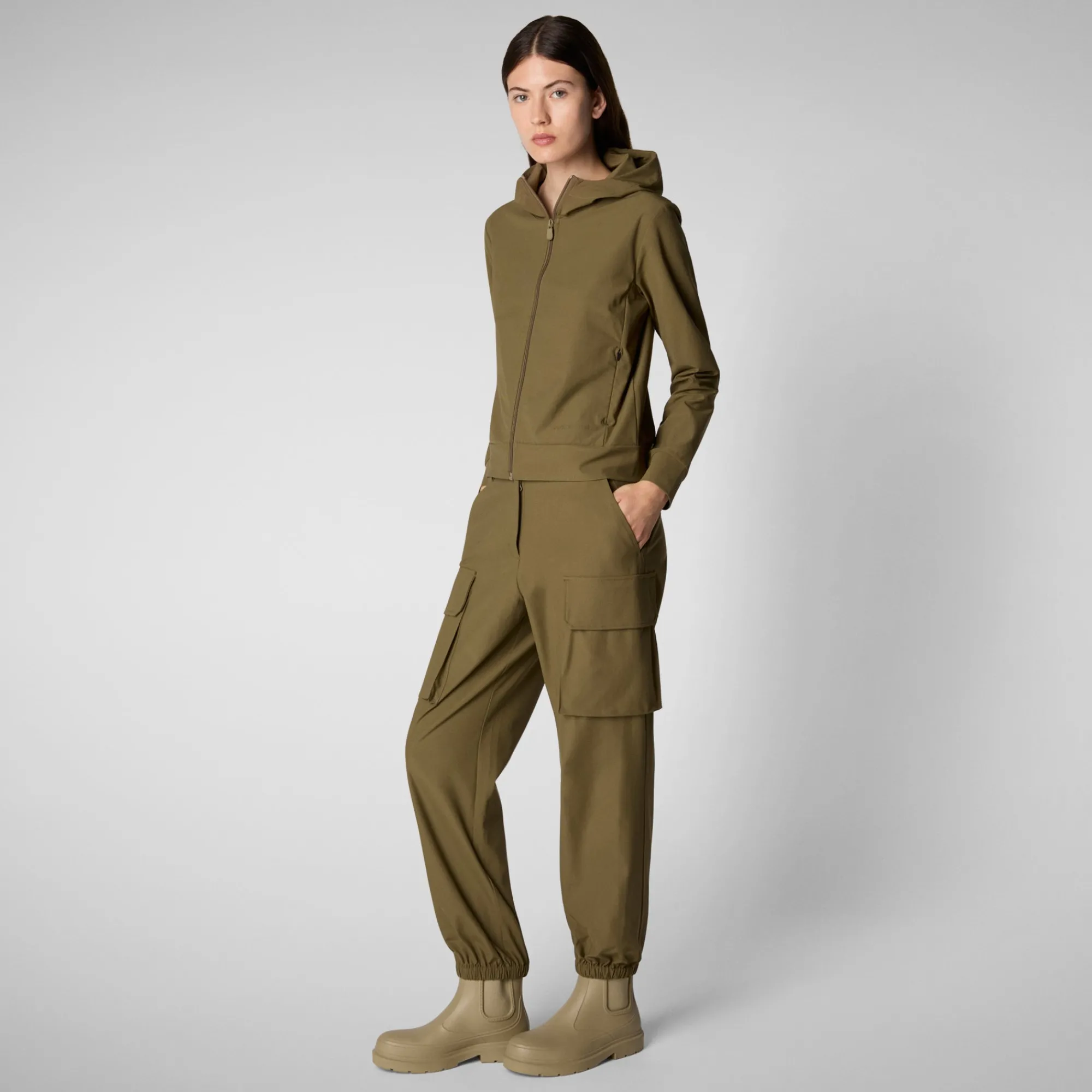 Hot Save The Duck Women's hooded sweatshirt Pear in husk green HuskGreen