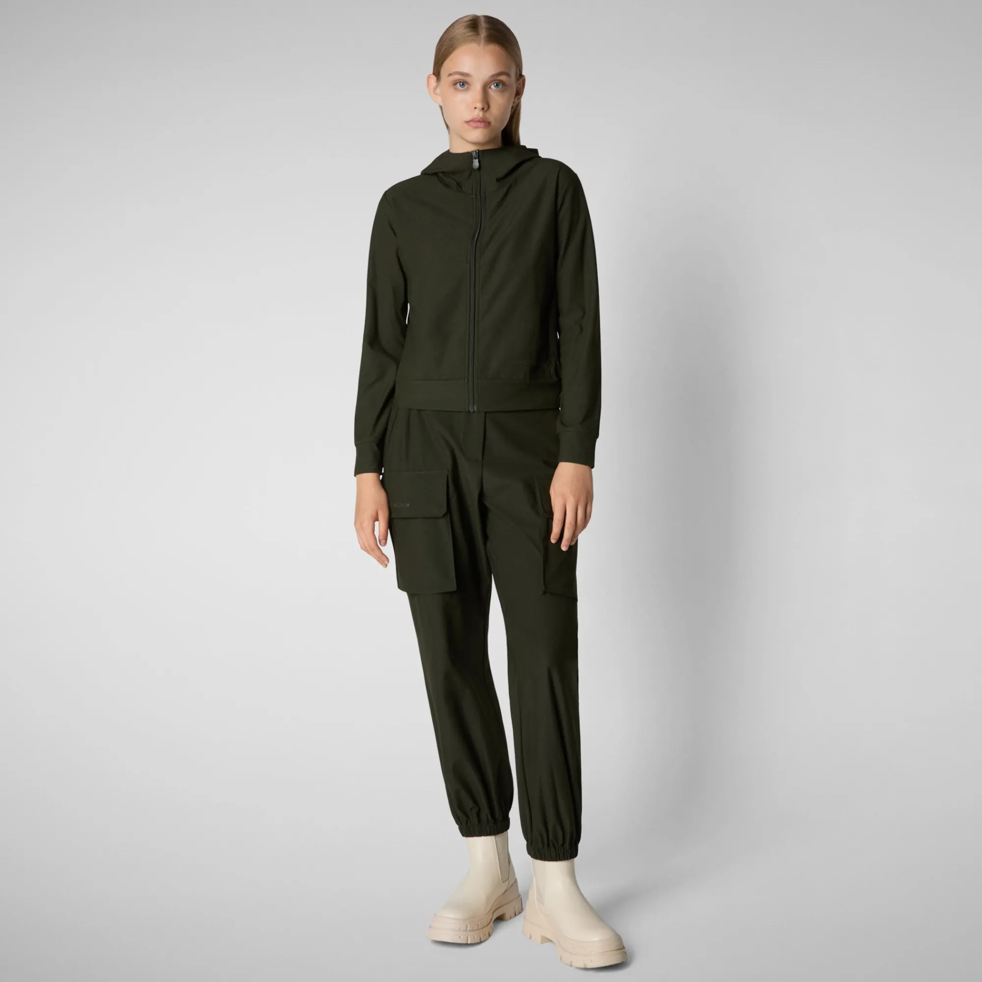 Sale Save The Duck Women's hooded sweatshirt Pear in land green LandGreen