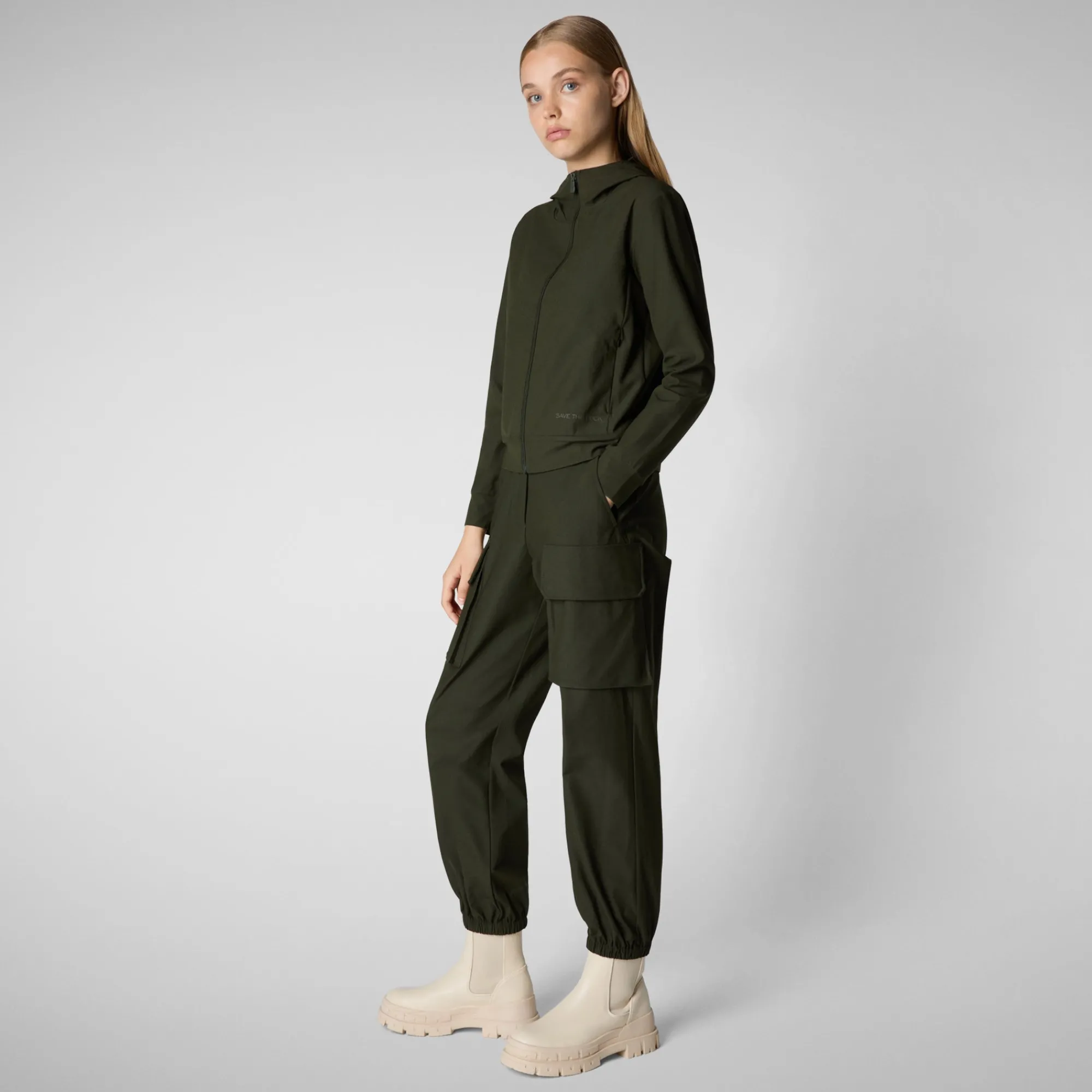 Sale Save The Duck Women's hooded sweatshirt Pear in land green LandGreen