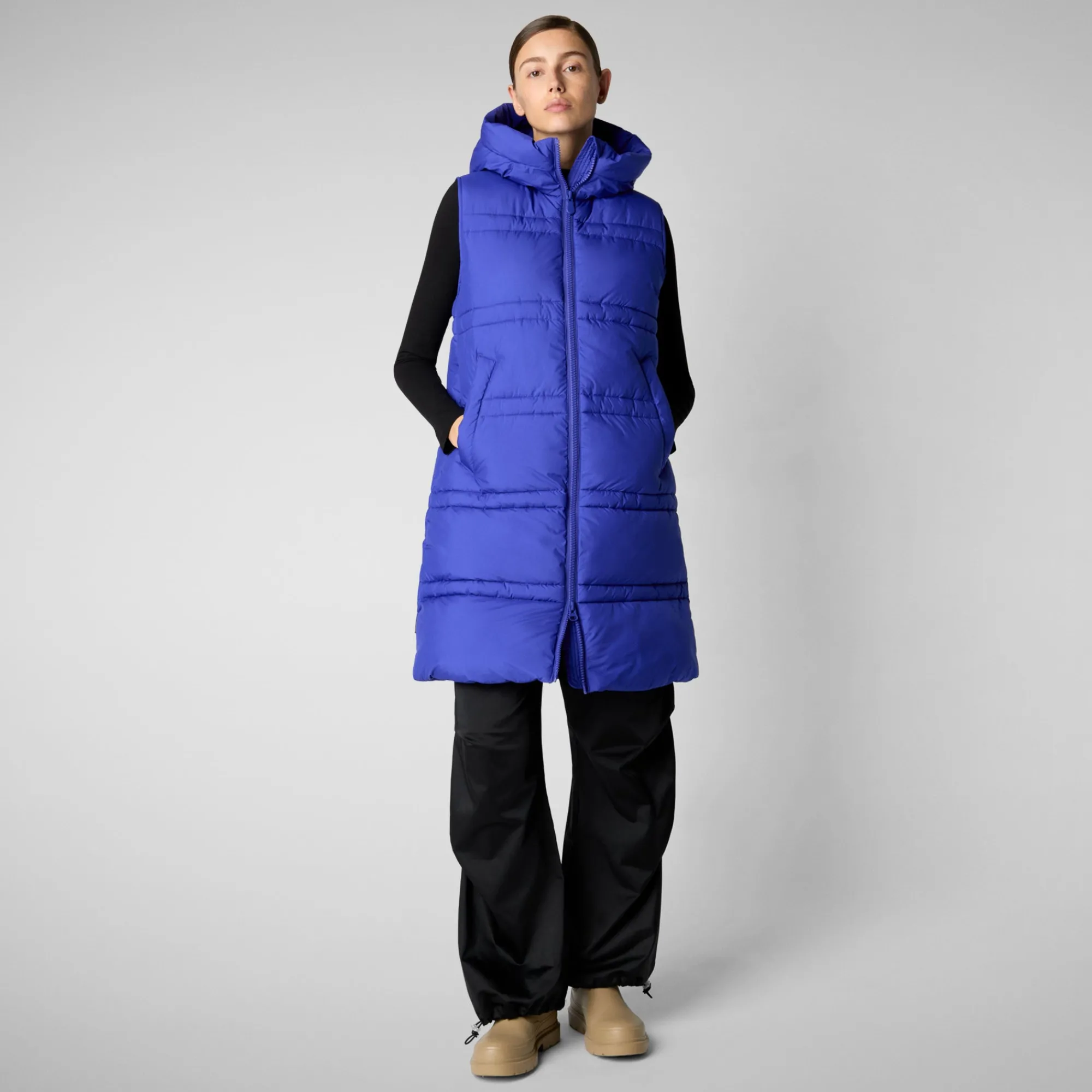 Best Sale Save The Duck Women's hooded vest Judee in gentian blue GentianBlue