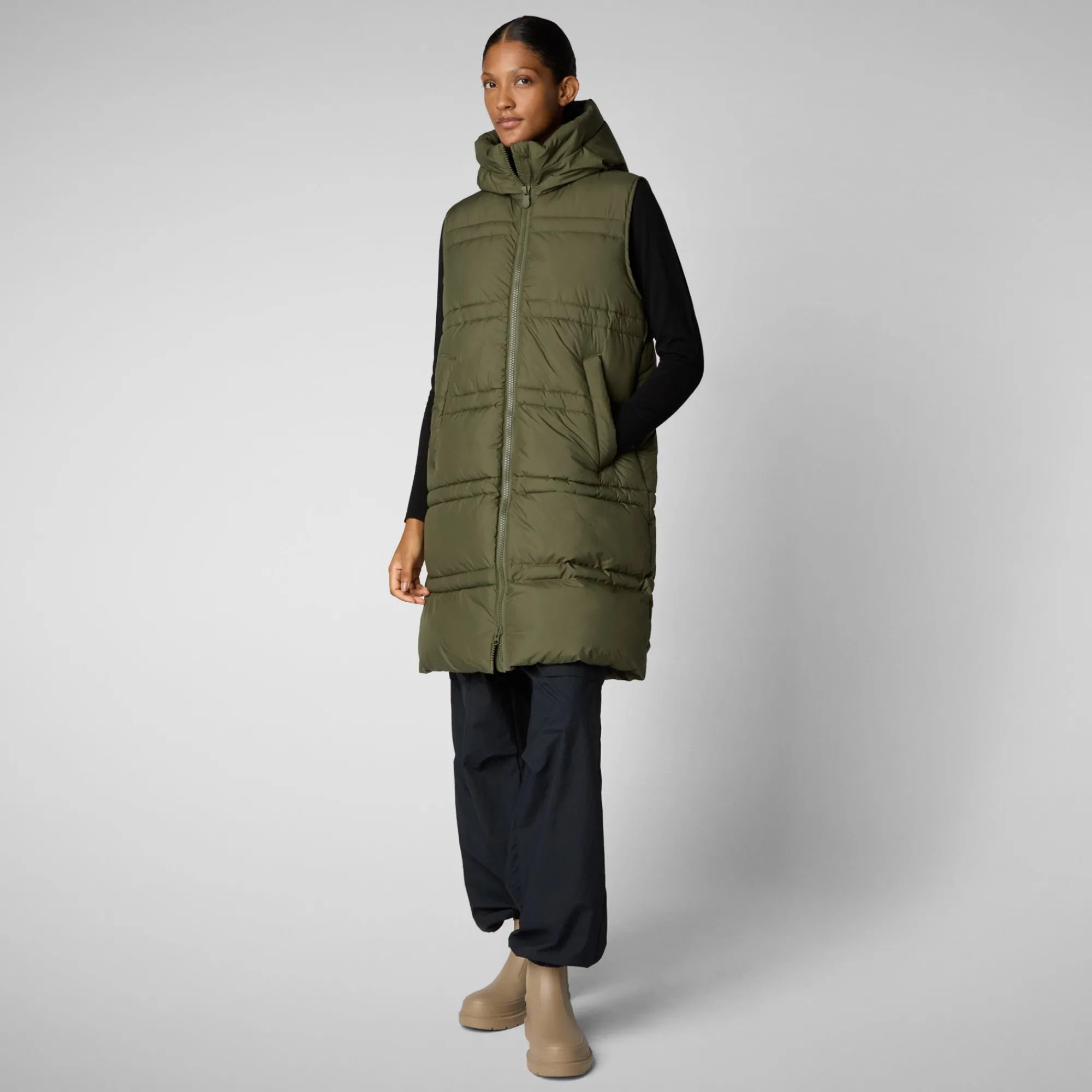 Best Sale Save The Duck Women's hooded vest Judee in sherwood green Sherwoodgreen