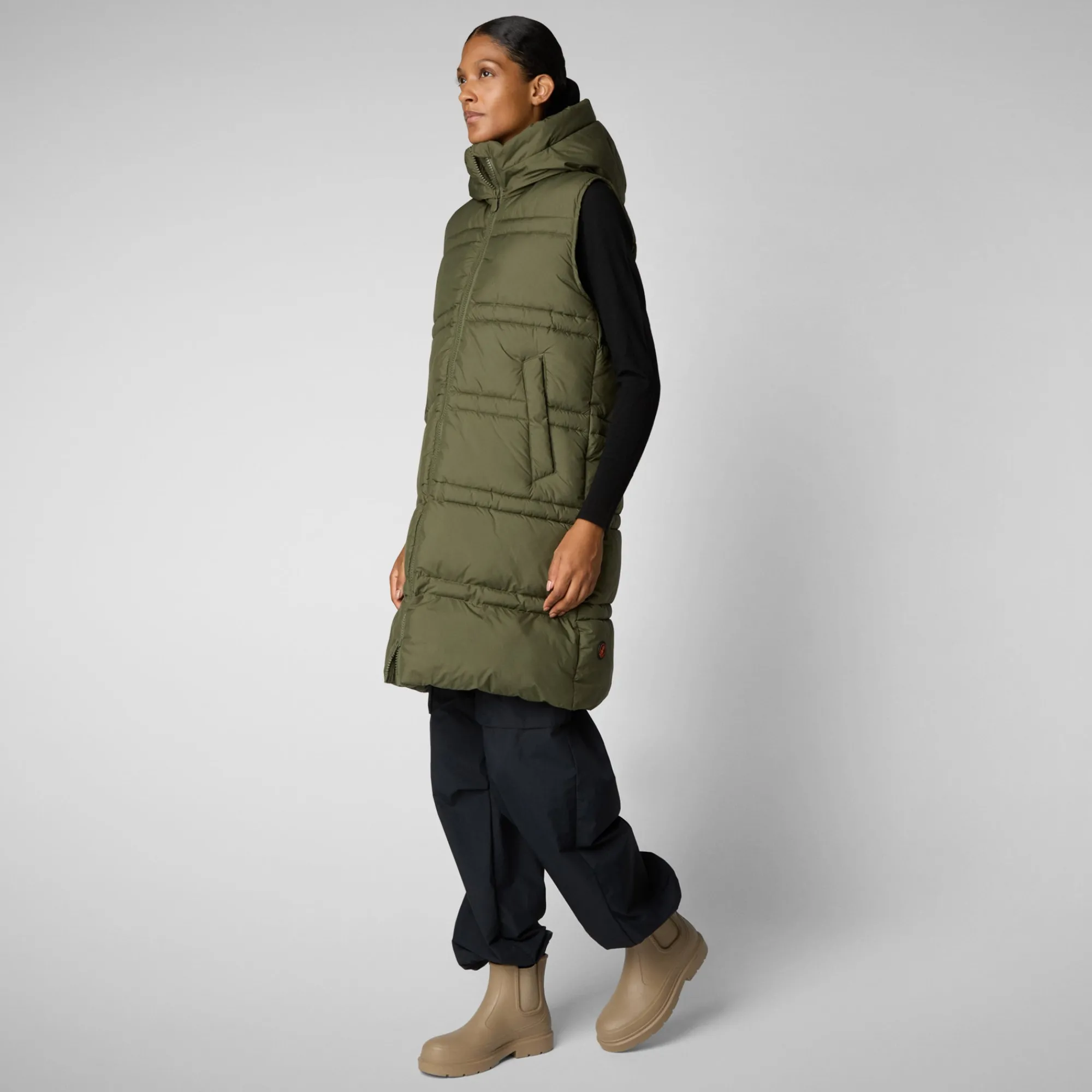 Best Sale Save The Duck Women's hooded vest Judee in sherwood green Sherwoodgreen