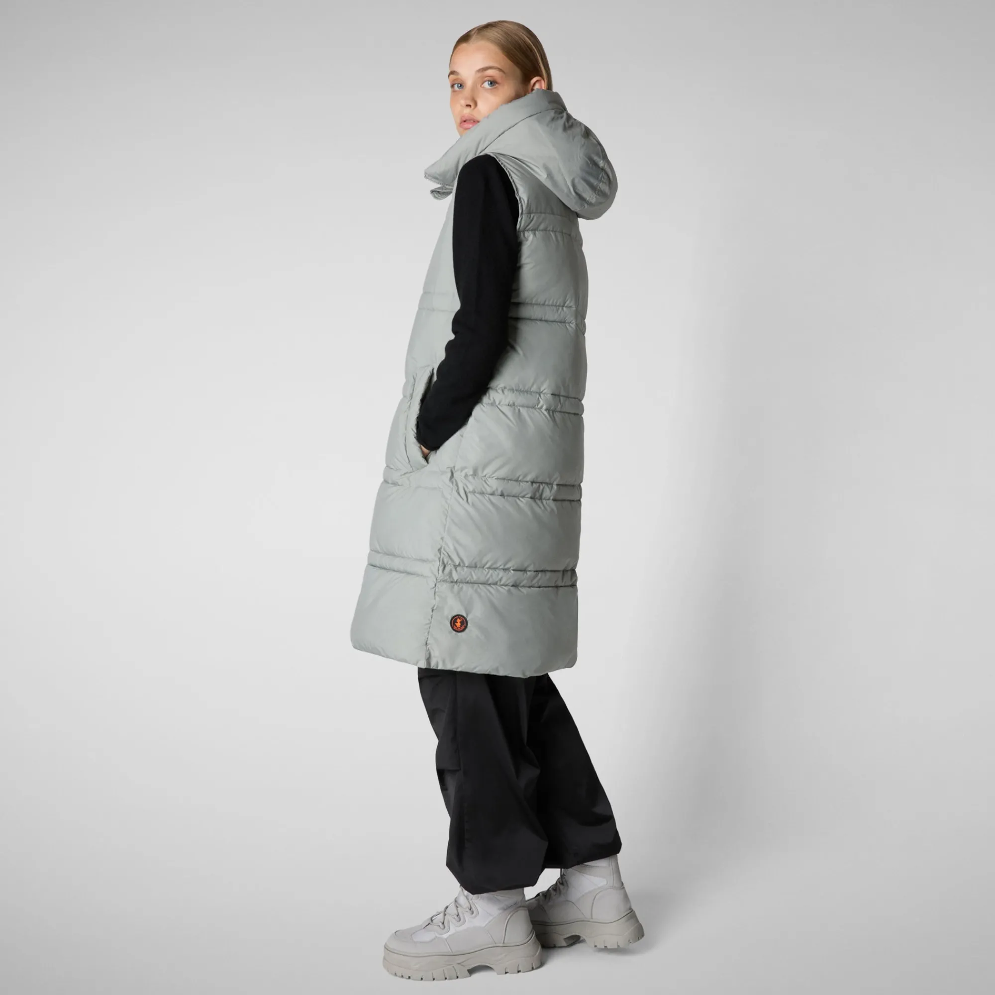 Online Save The Duck Women's hooded vest Judee in wolf grey Wolfgrey