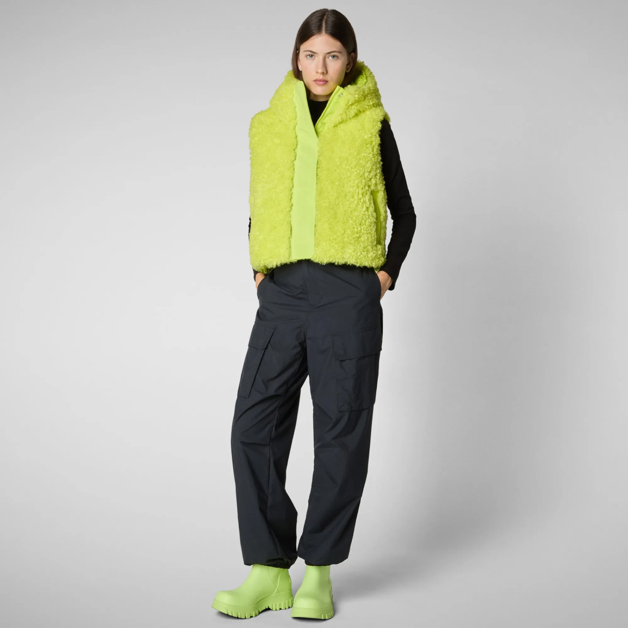 Fashion Save The Duck Women's hooded vest Klara in lichen green LichenGreen