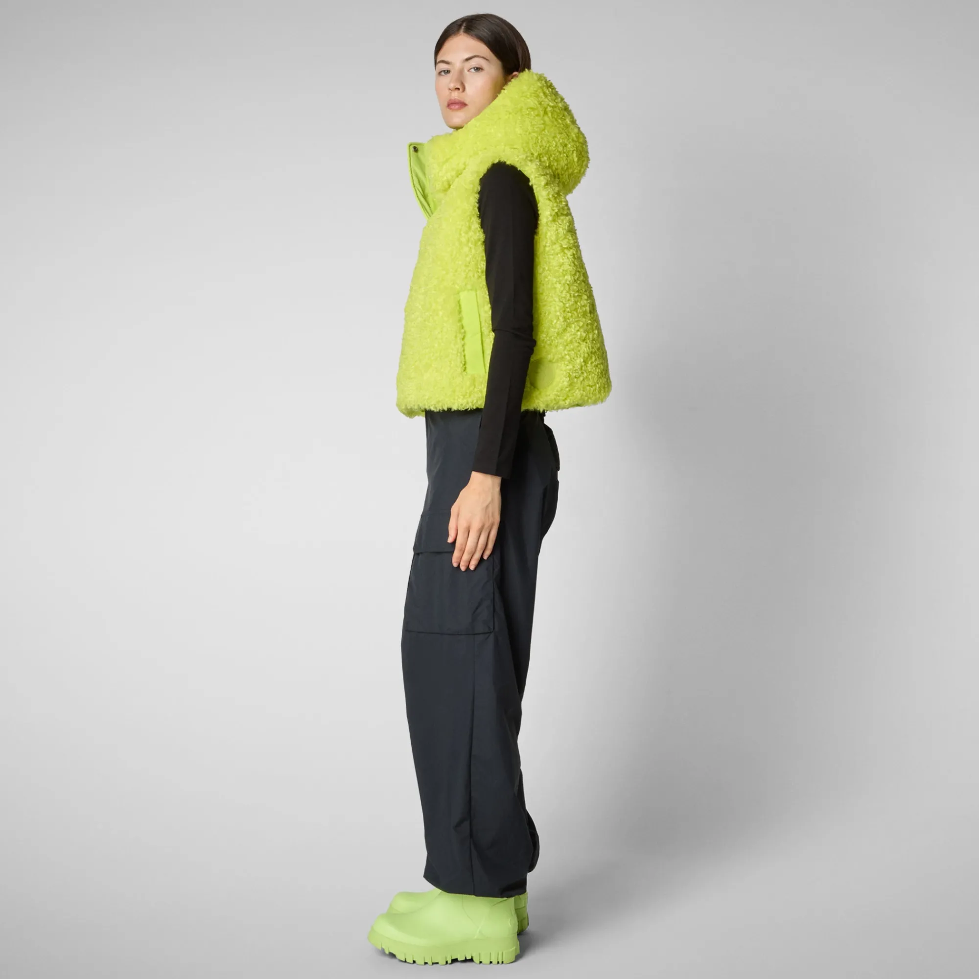 Fashion Save The Duck Women's hooded vest Klara in lichen green LichenGreen