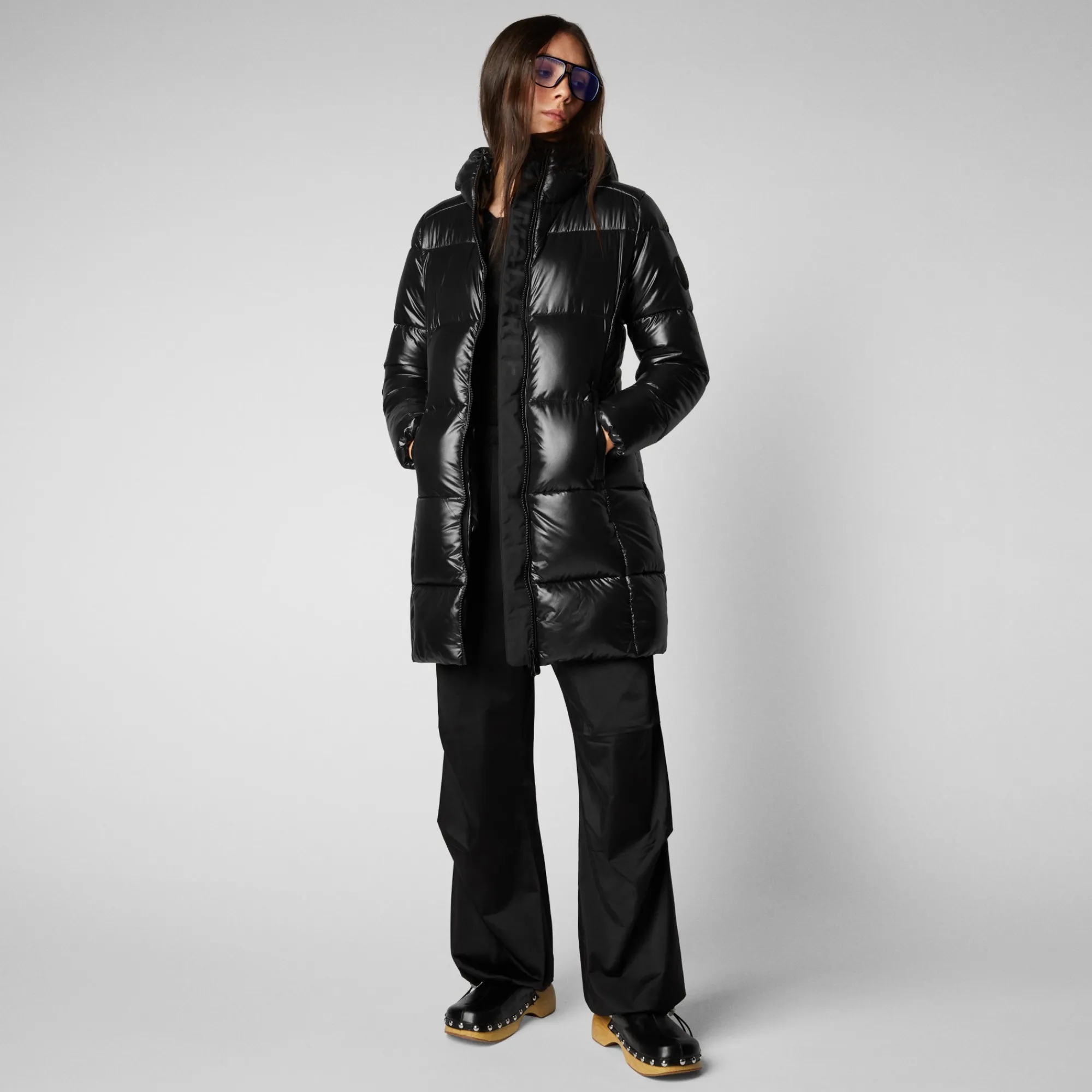 Cheap Save The Duck Women's Ines Hooded Puffer Coat in Black
