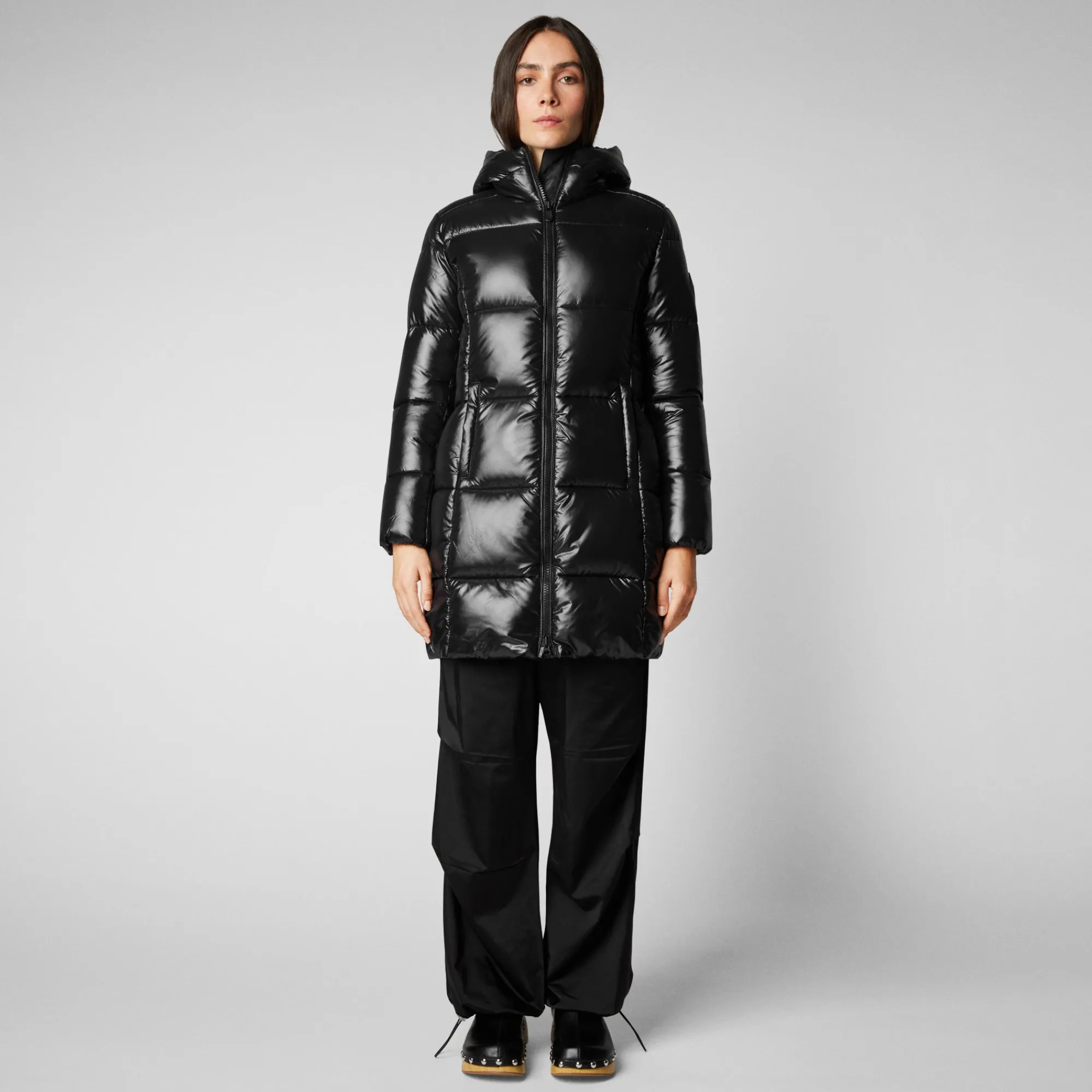 Cheap Save The Duck Women's Ines Hooded Puffer Coat in Black