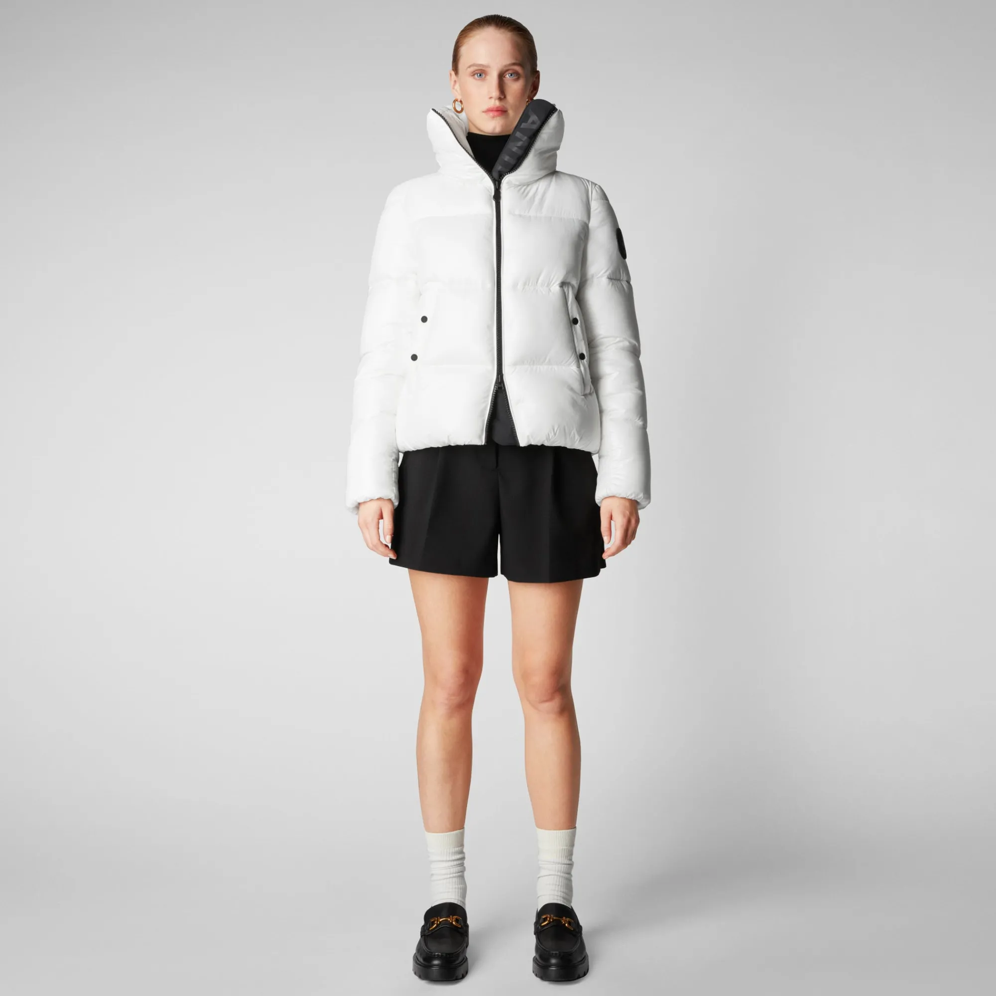 Shop Save The Duck Women's Isla Puffer Jacket in Off White OffWhite