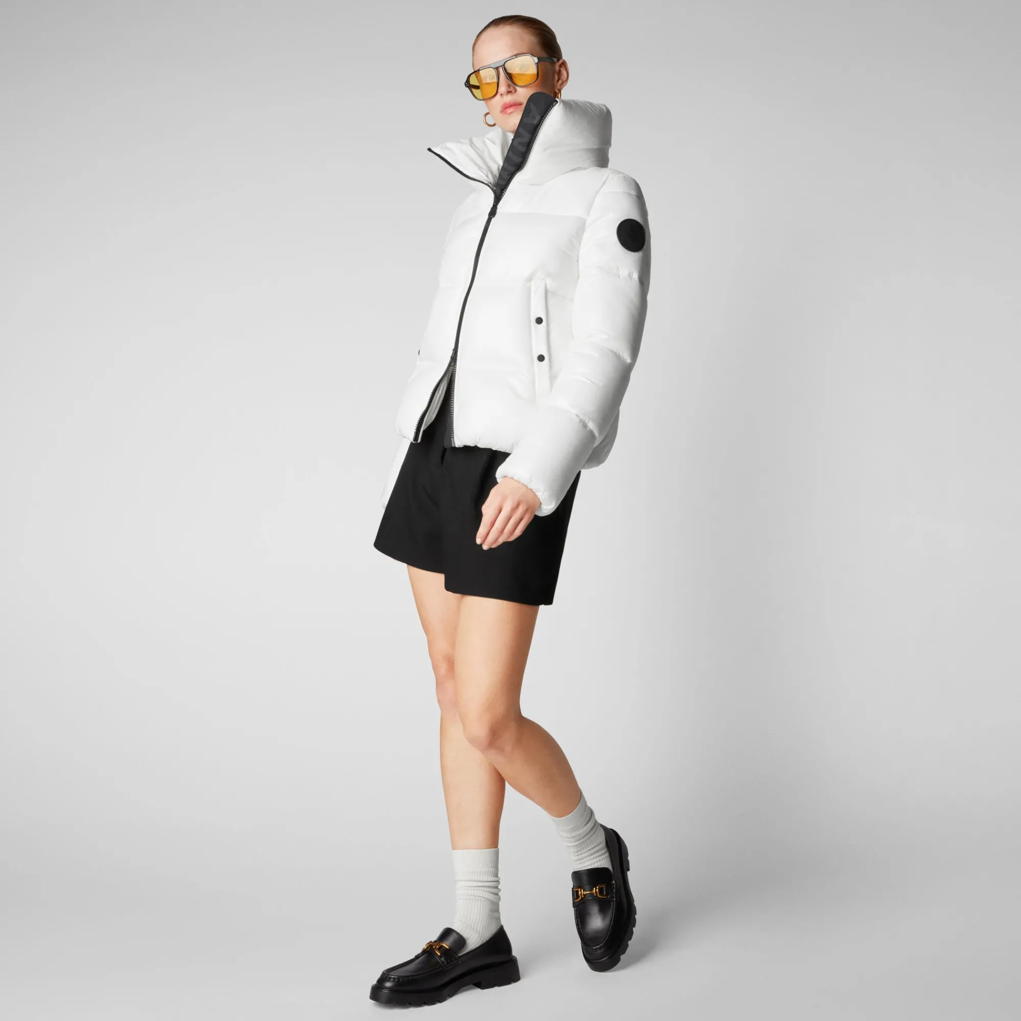 Shop Save The Duck Women's Isla Puffer Jacket in Off White OffWhite