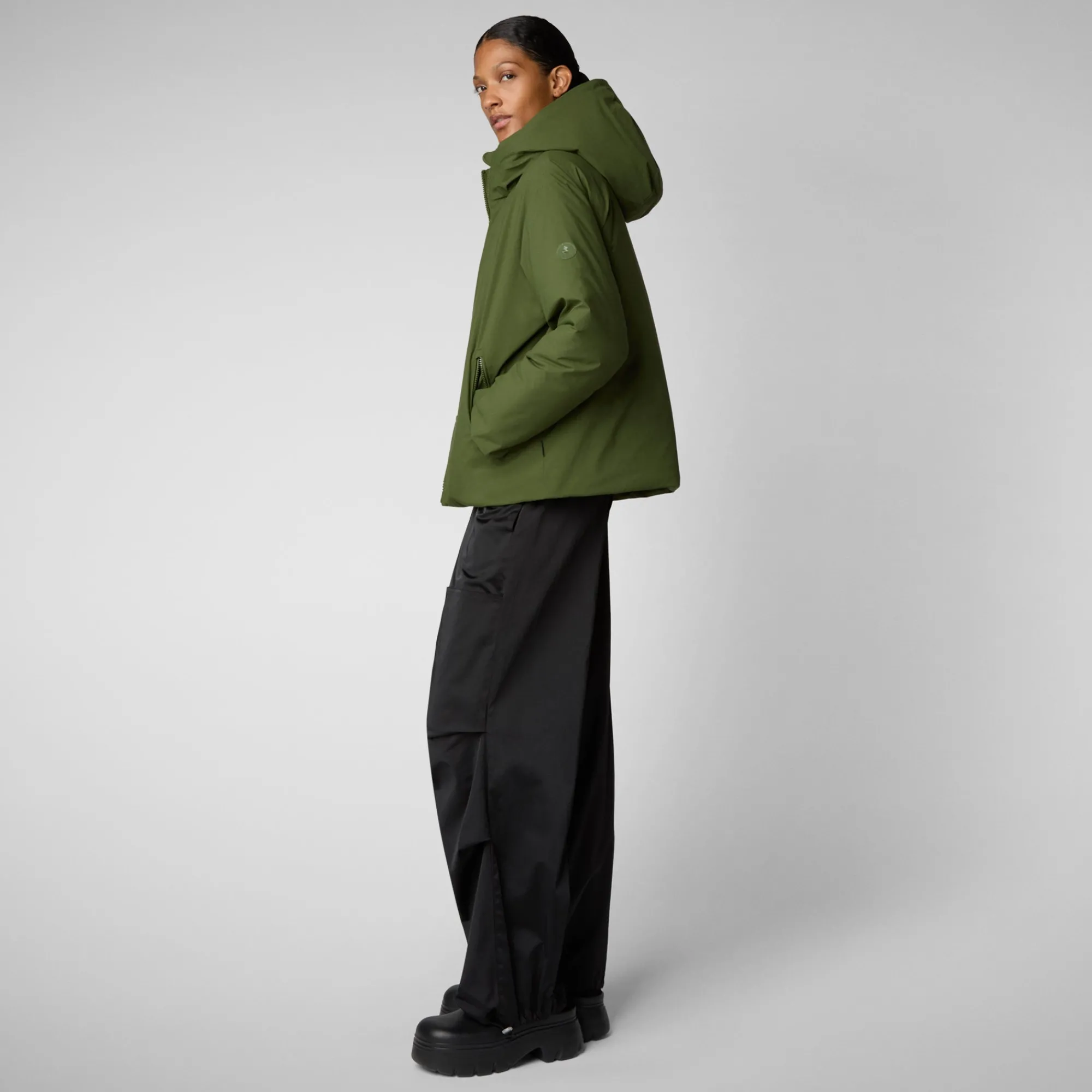 Store Save The Duck Women's jacket Aveline in MOSS GREEN Mossgreen