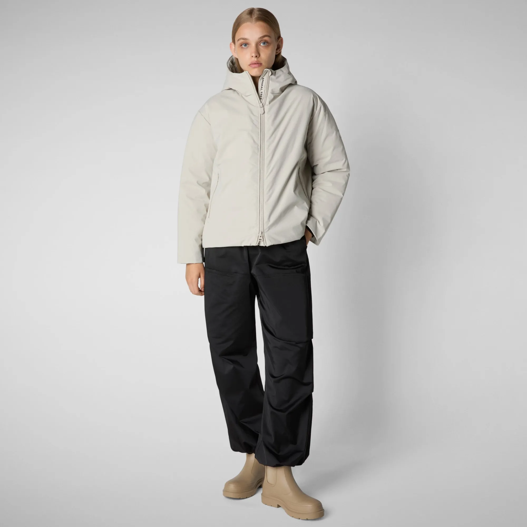 Discount Save The Duck Women's jacket Aveline in RAINY BEIGE RainyBeige