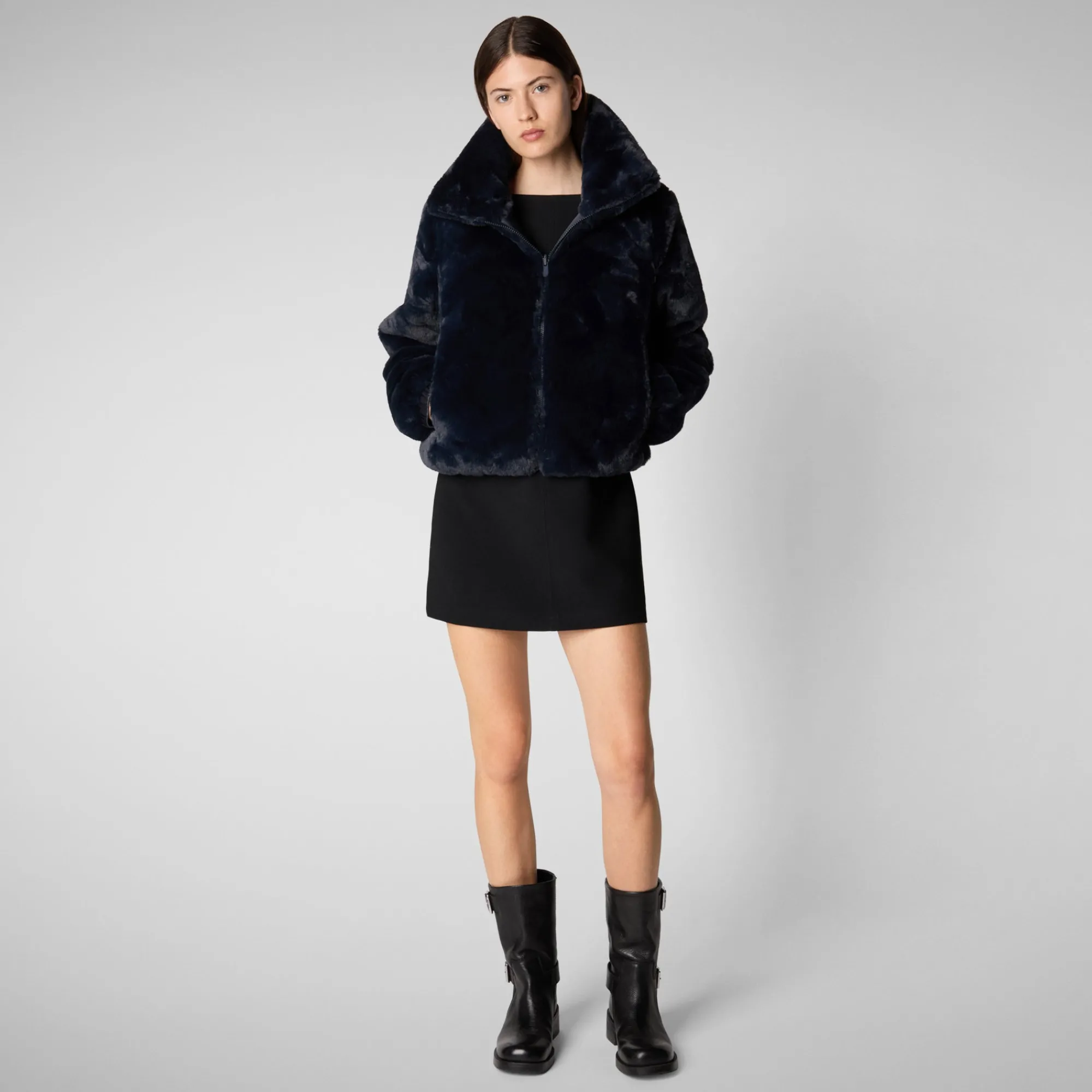 New Save The Duck Women's jacket jeon in blue black BlueBlack