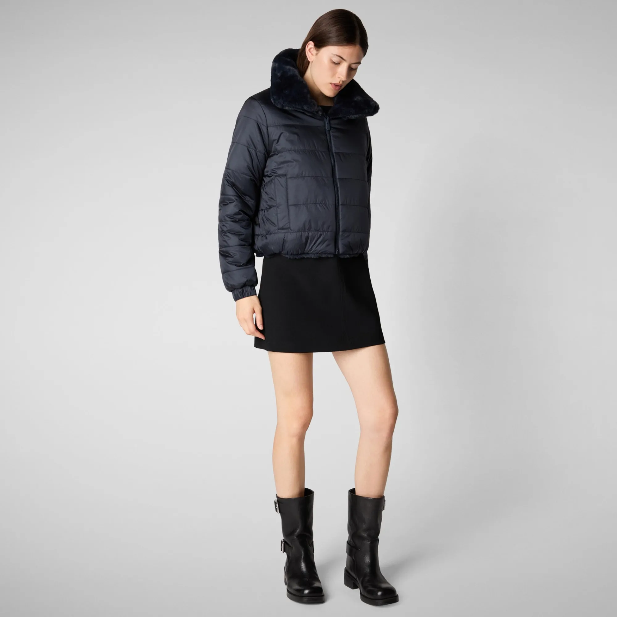 New Save The Duck Women's jacket jeon in blue black BlueBlack