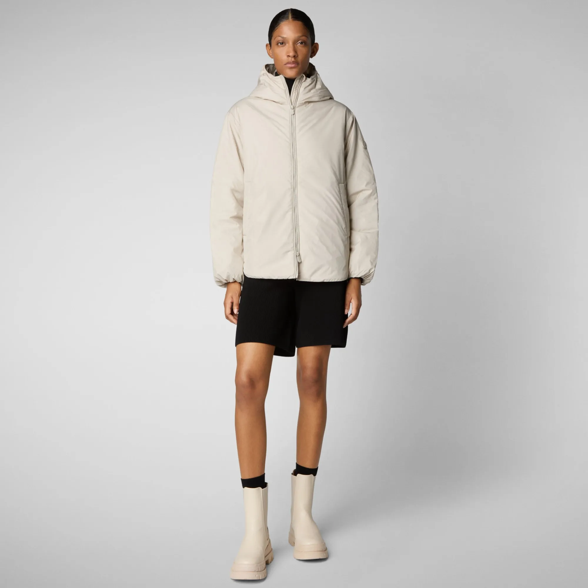 Hot Save The Duck Women's jacket Niaz in rainy beige RainyBeige