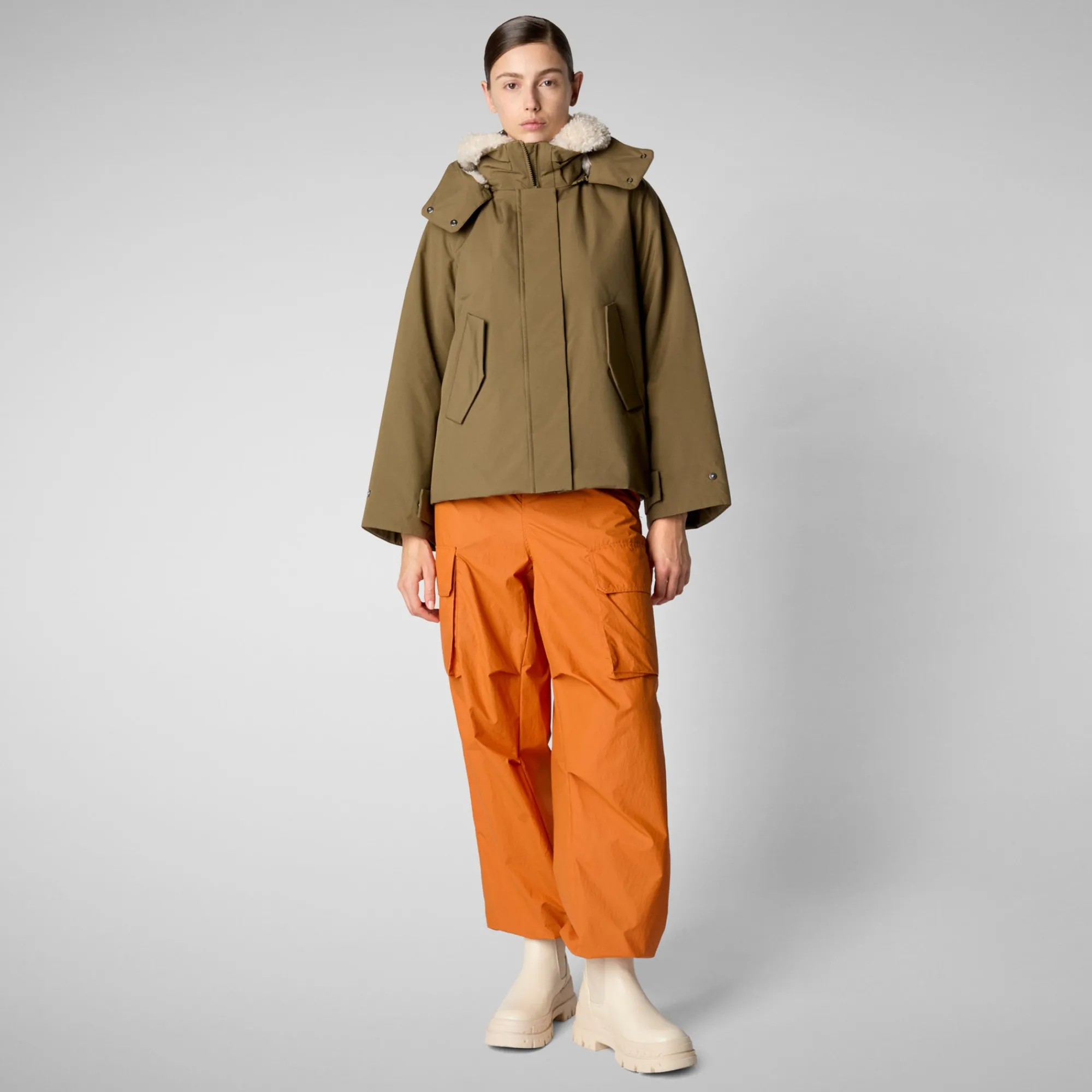 Cheap Save The Duck Women's jacket Oriane in husk green HuskGreen