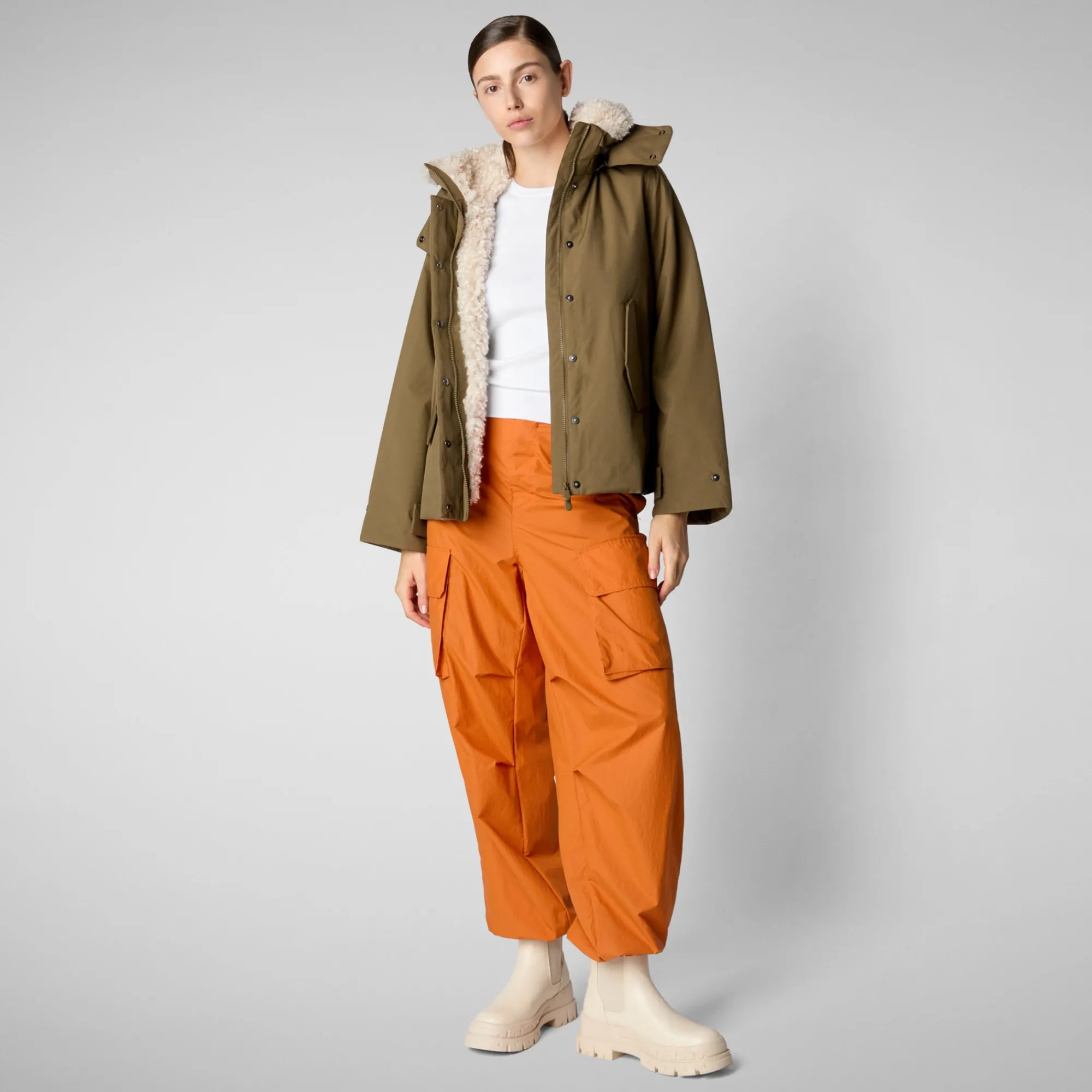 Cheap Save The Duck Women's jacket Oriane in husk green HuskGreen