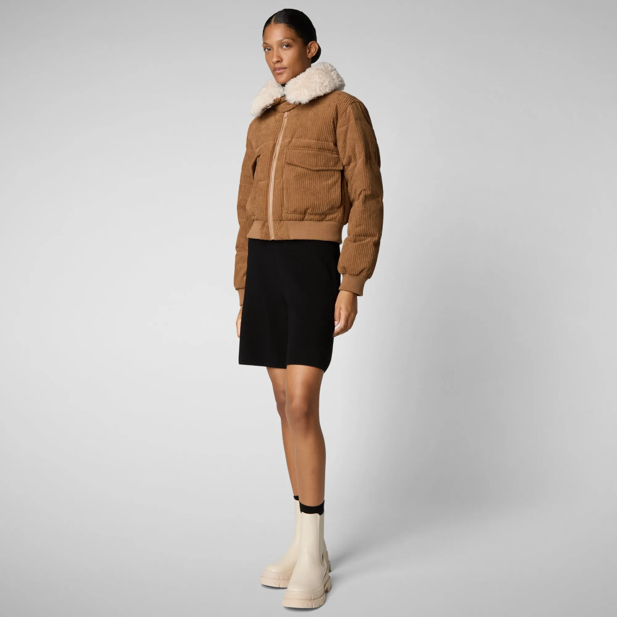 Best Save The Duck Women's jacket Reily in biscuit beige Biscutibeige