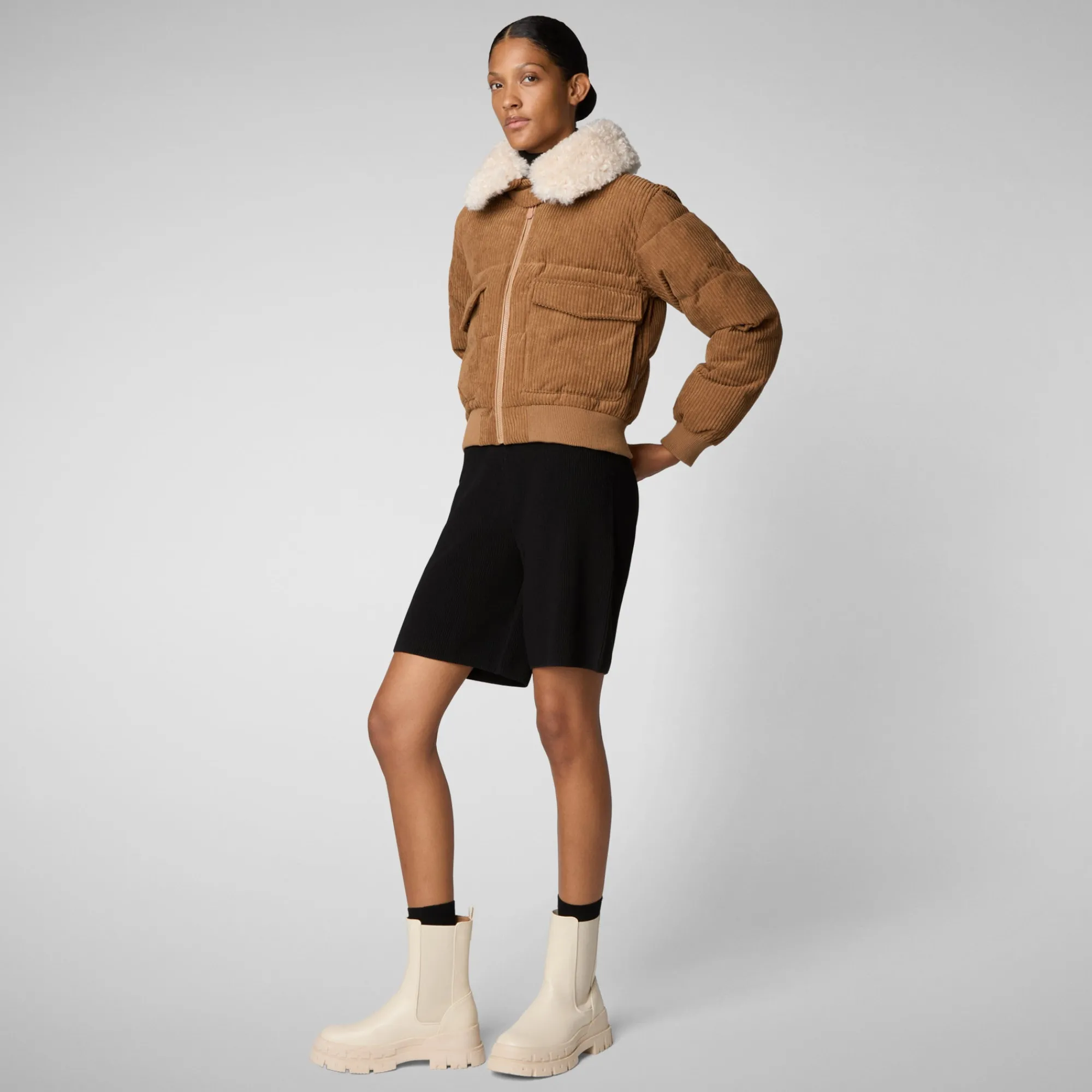 Best Save The Duck Women's jacket Reily in biscuit beige Biscutibeige