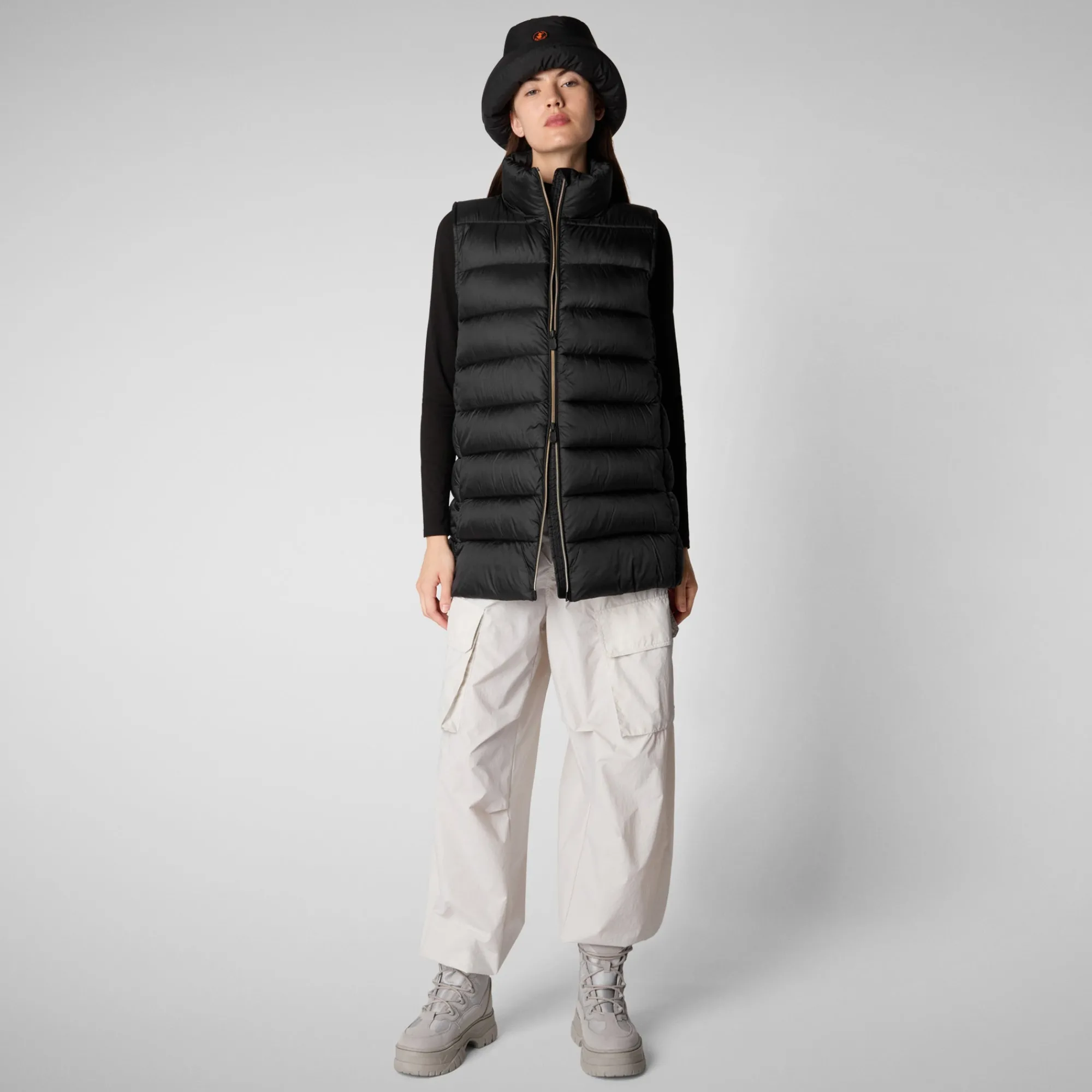 womens_quilted_vest_coral_in_black_2-1.webp Clearance Save The Duck Women's quilted vest Coral in Black