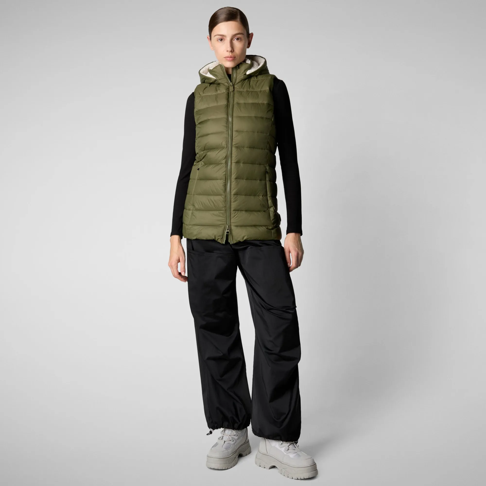 Online Save The Duck Women's vest norah in dusty olive DustyOlive