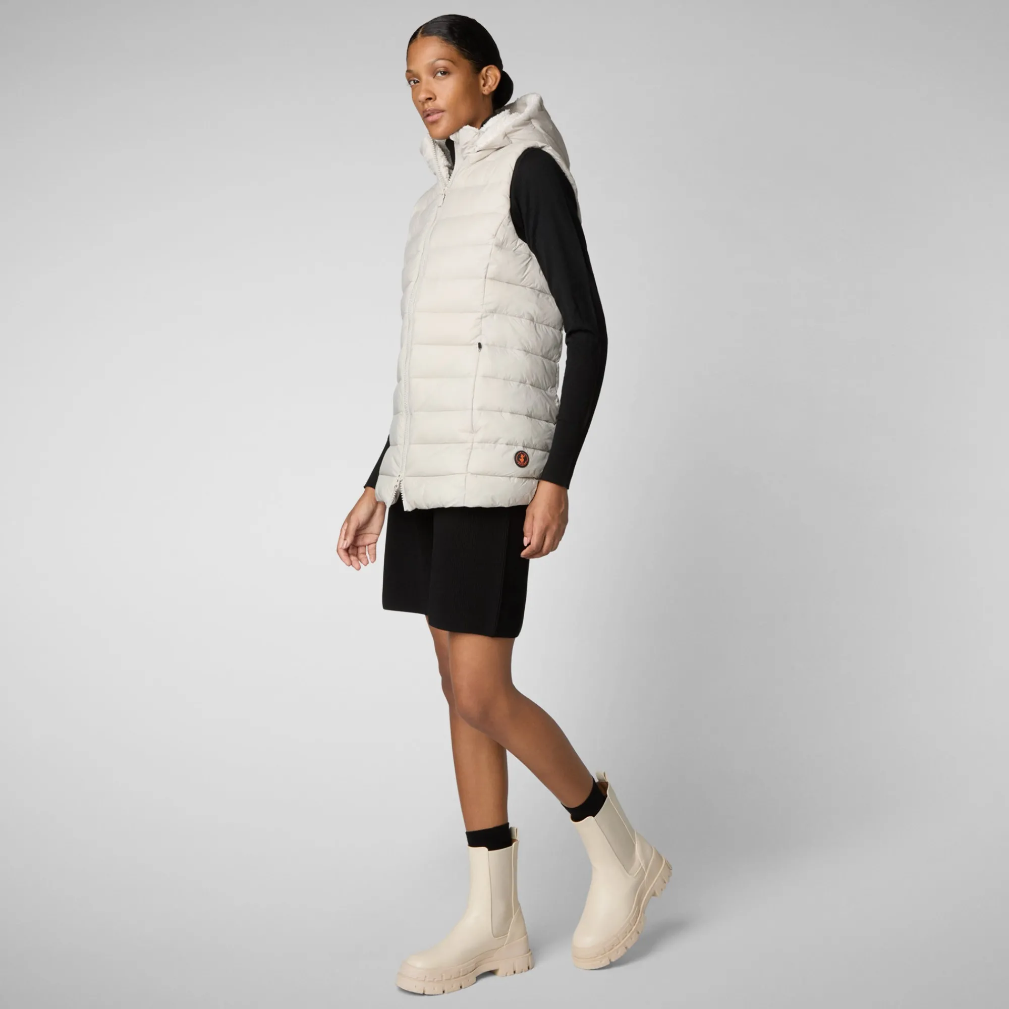 Shop Save The Duck Women's vest norah in rainy beige RainyBeige